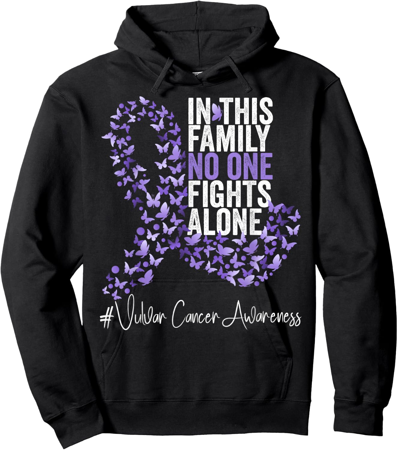 Vulvar Cancer Awareness Month Lavender Ribbon Butterflies Hoodie - Hoodie | Black