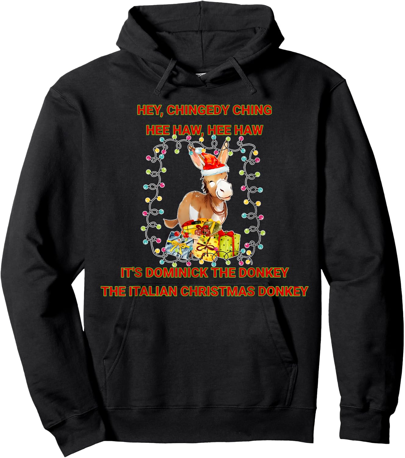 Holiday Italian Christmas Donkey Dominick The Donkey Hoodie - Hoodie | Black