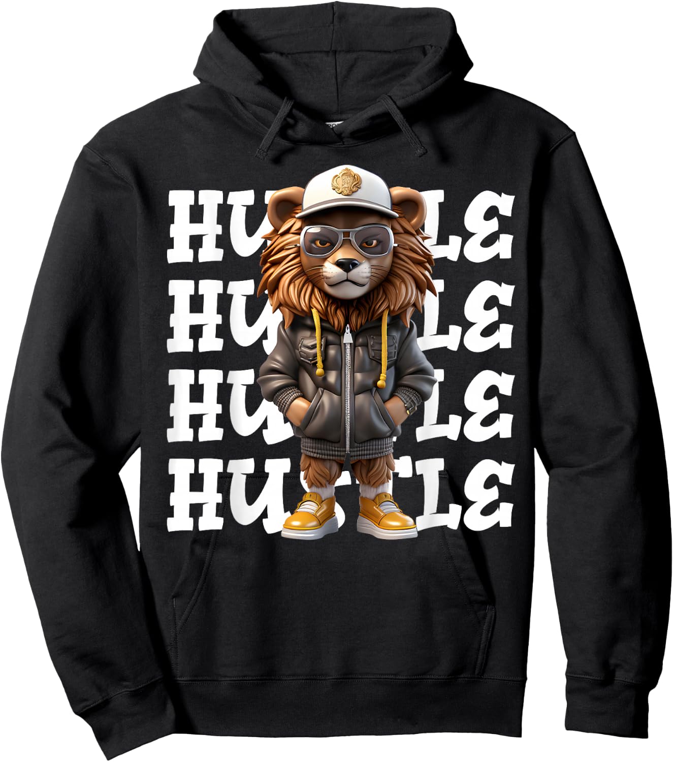 Hip Hop Lion Hustle Money Urban Drip Streetwear Black King Hoodie - Hoodie | Black