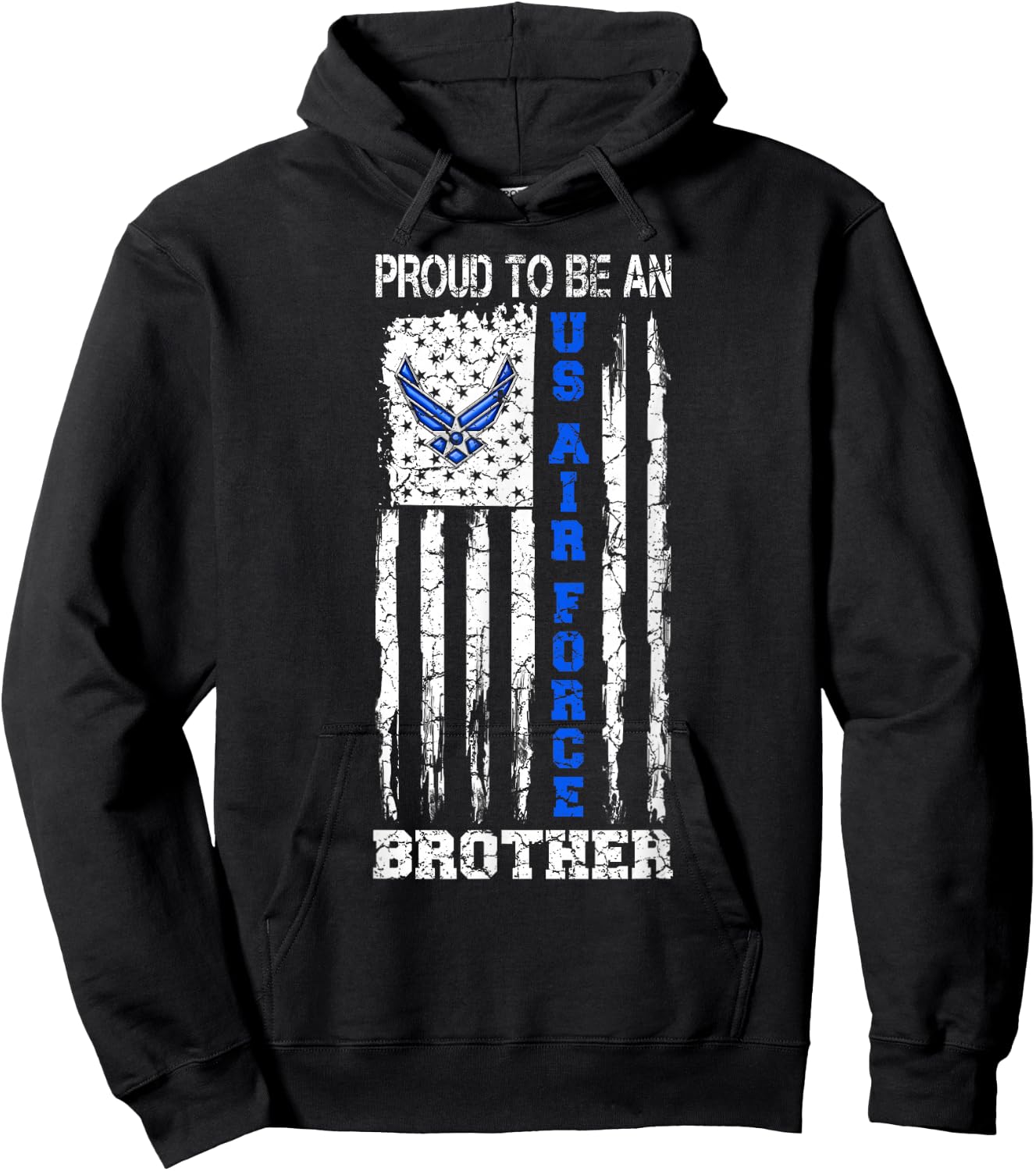 Vintage USA Flag Proud To Be An US Air Force Brother Hoodie - Hoodie | Black
