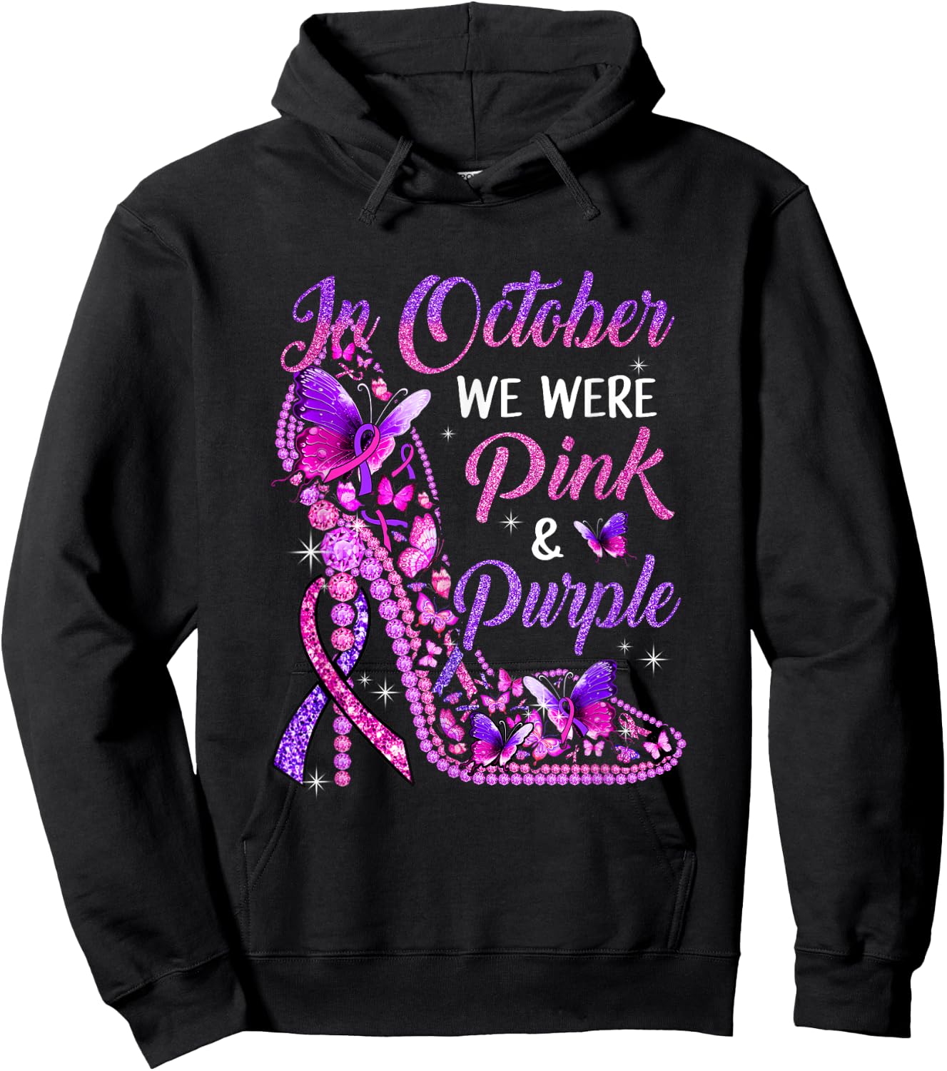 Butterfly Breast Cancer Awareness And Domestic Violence Hoodie - Hoodie | Black