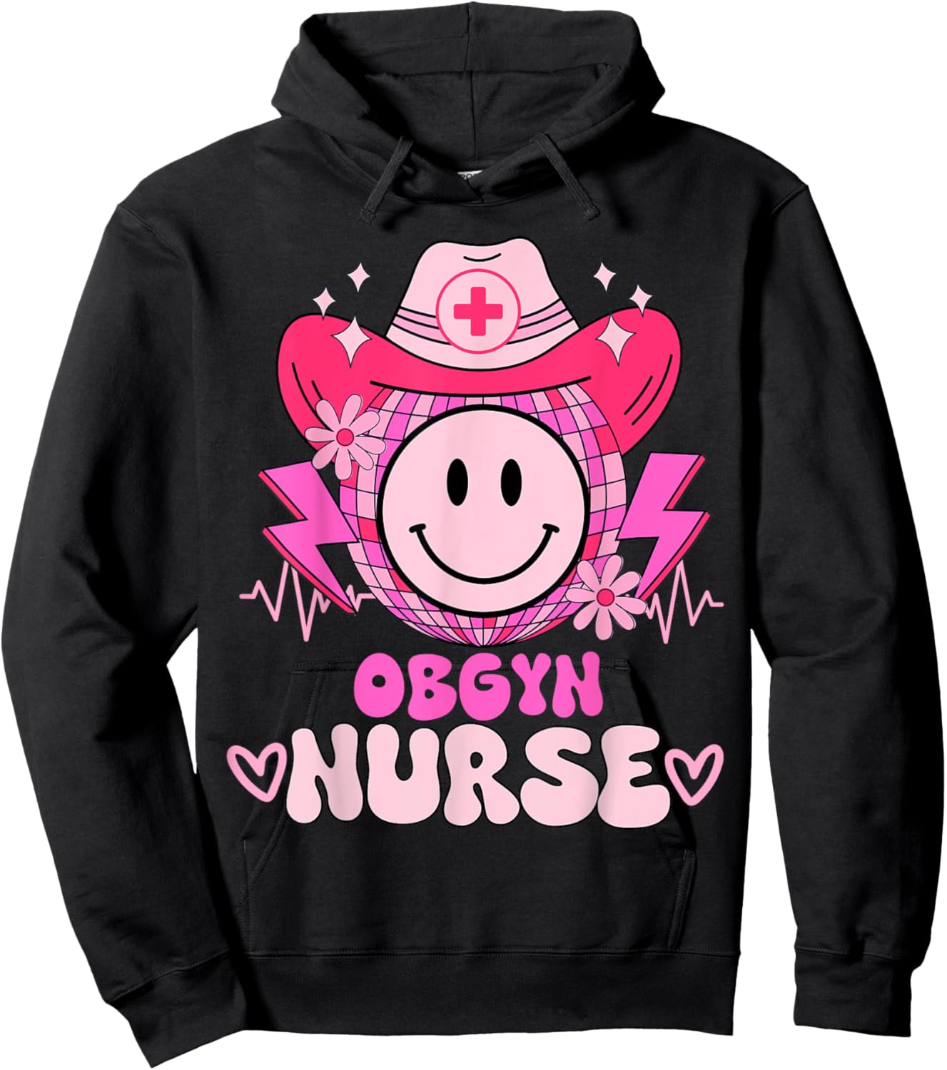 Cute medical retro stethoscope RN country OBGYN nurse Hoodie - Hoodie | Black