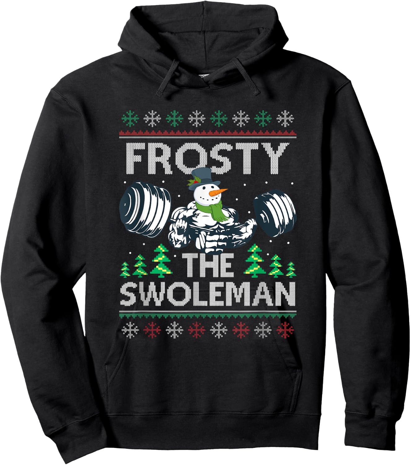 Frosty The Swoleman Ugly Xmas Sweater Funny Snowman Gym Hoodie - Hoodie | Black