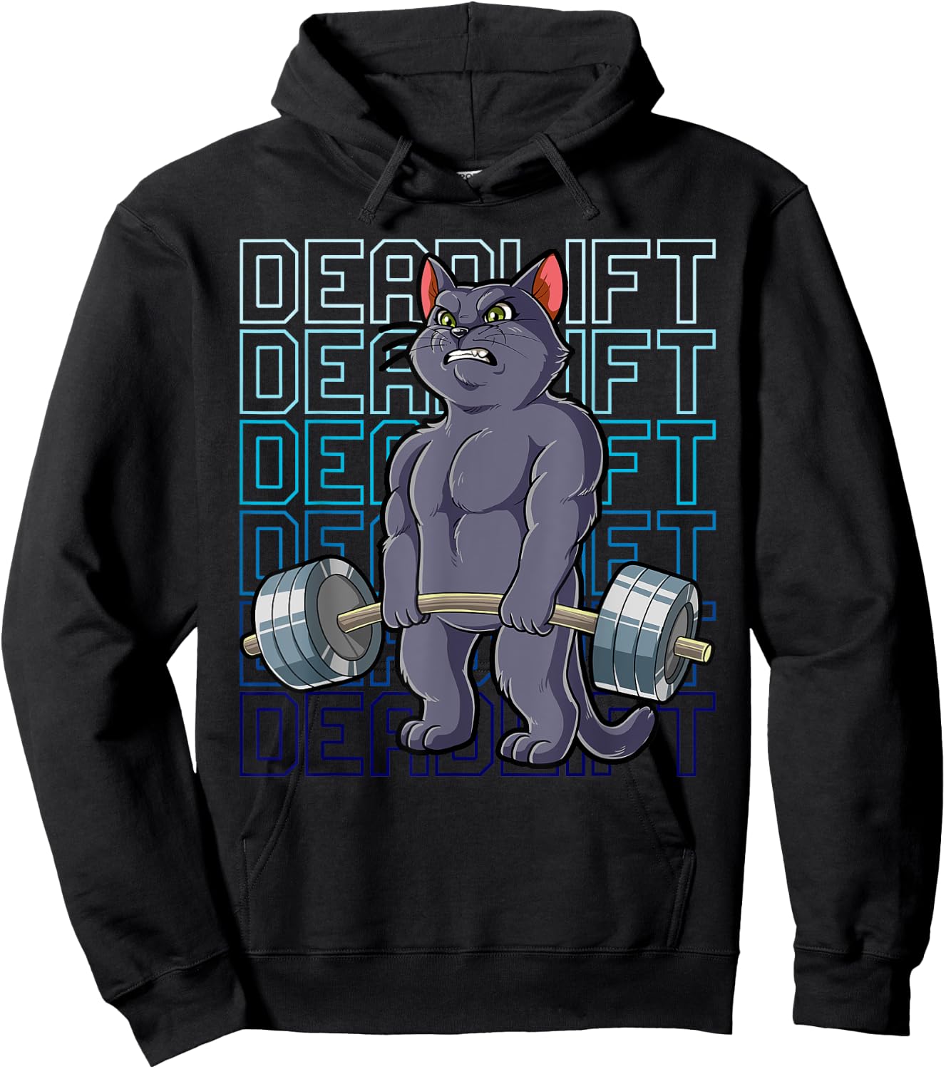Cat Gym Weight Training Deadlift Men Women Hoodie - Hoodie | Black