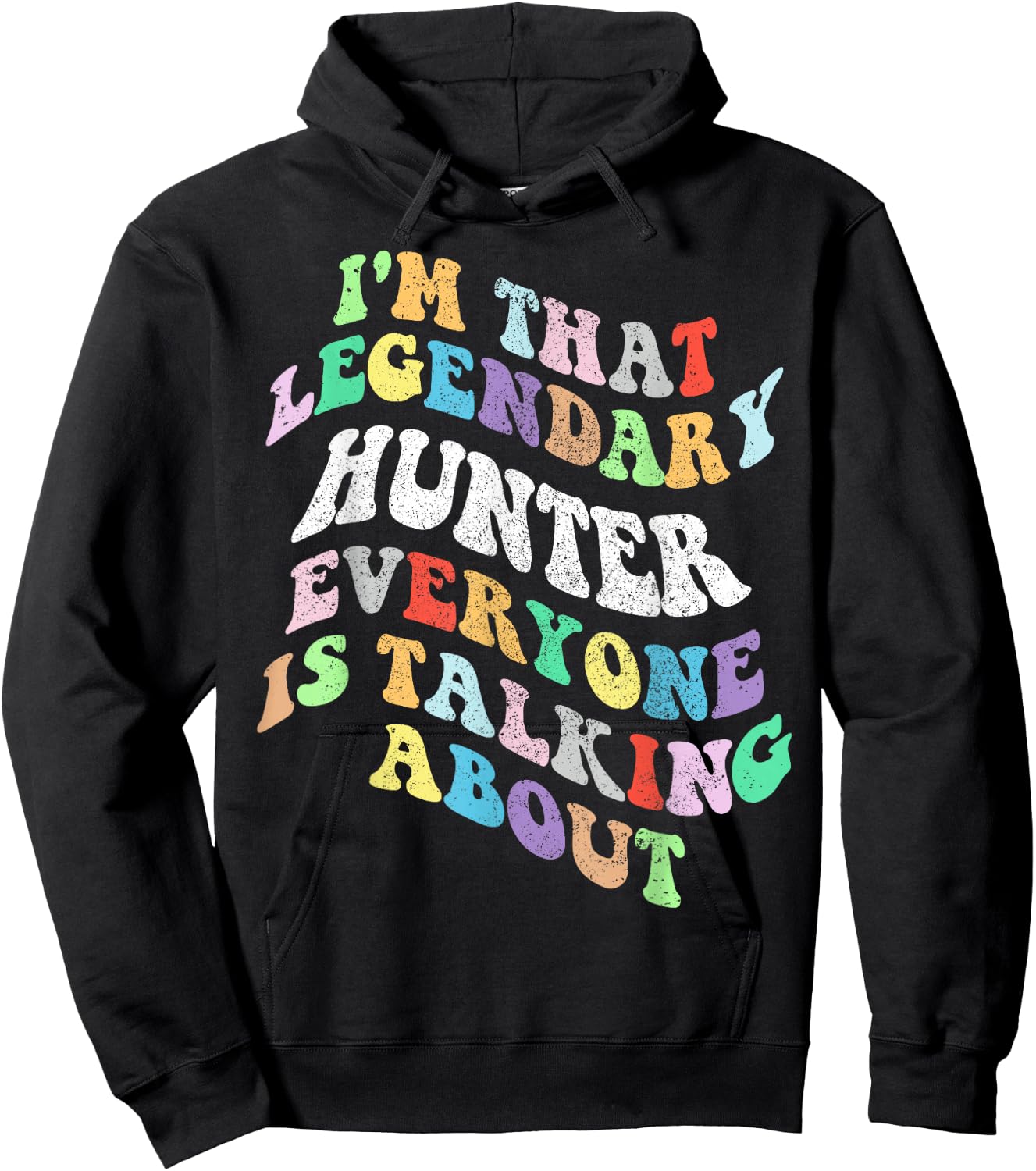 Retro Groovy Hunter Personal First Name Funny Mothers Day Hoodie - Hoodie | Black