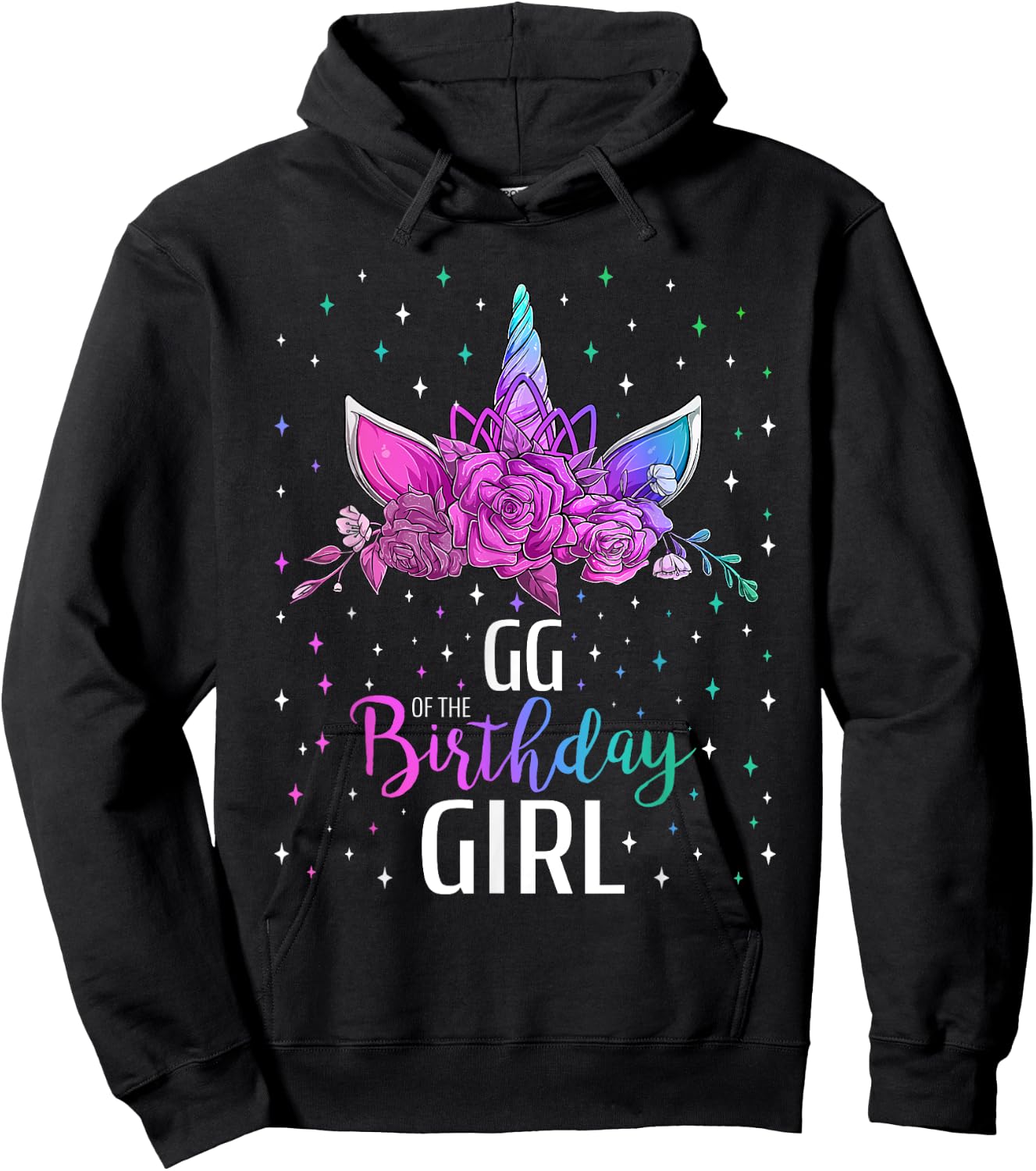 GG Of The Birthday Girl Unicorn Bday Party Hoodie - Hoodie | Black