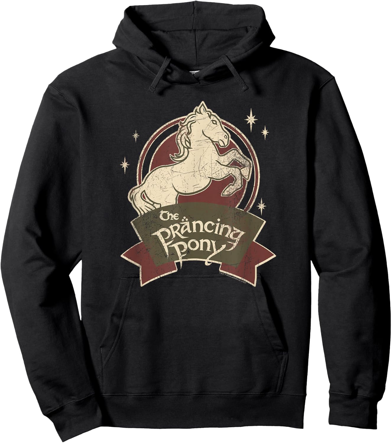 The Lord Of The Rings -Adults , Black, Small, Short Sleeve, Regular Fit, Modern, The Prancing Pony Bree Logo Hoodie - Hoodie | Black