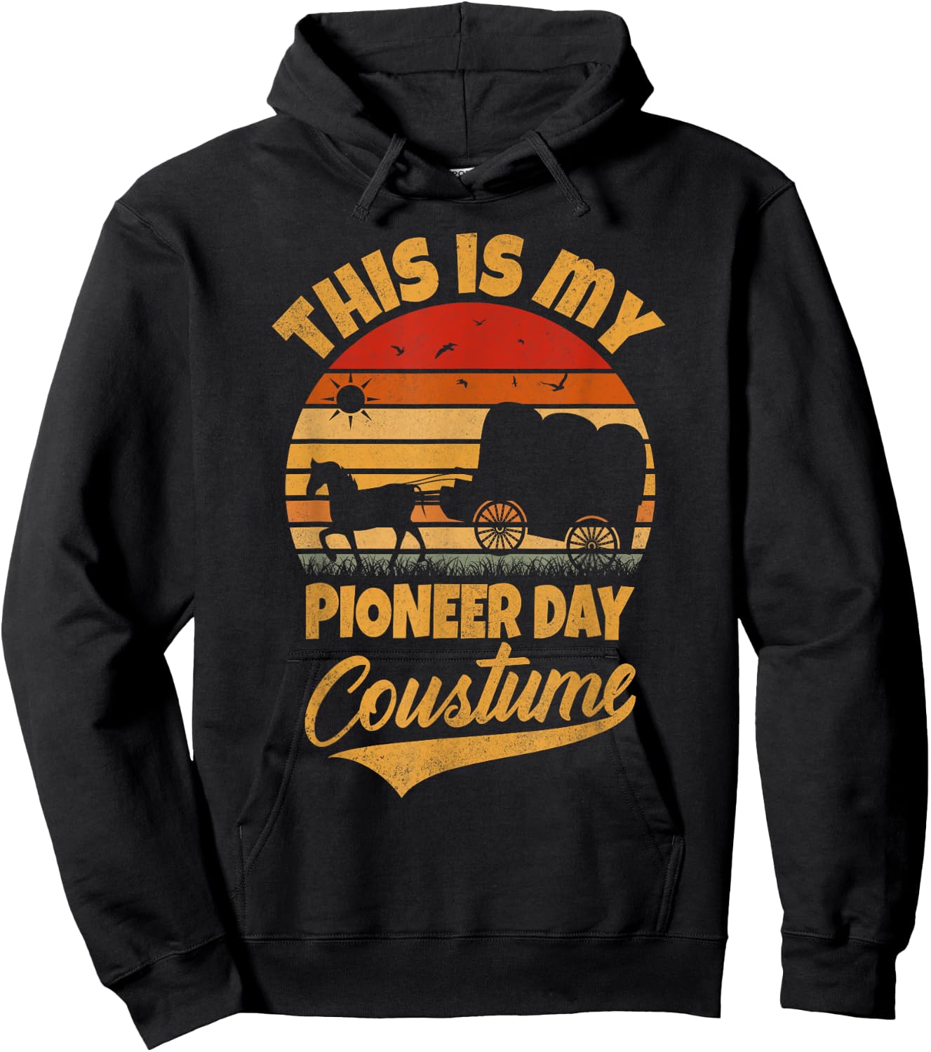 This Is My Pioneer Day Costume Vintage Retro Utah Pioneers Hoodie - Hoodie | Black