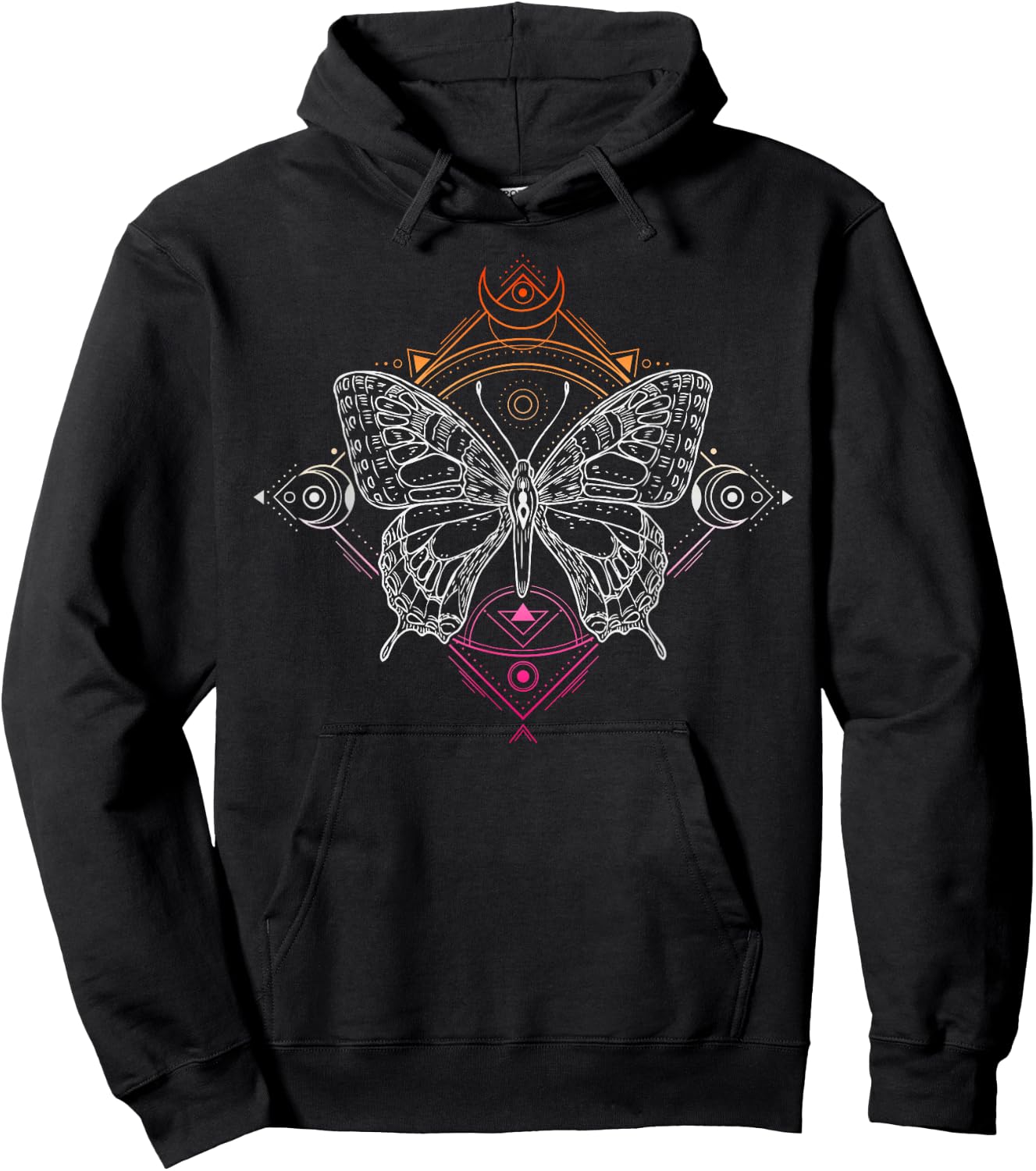 Lesbian Pride Flag Colours Occult Butterfly Hoodie - Hoodie | Black