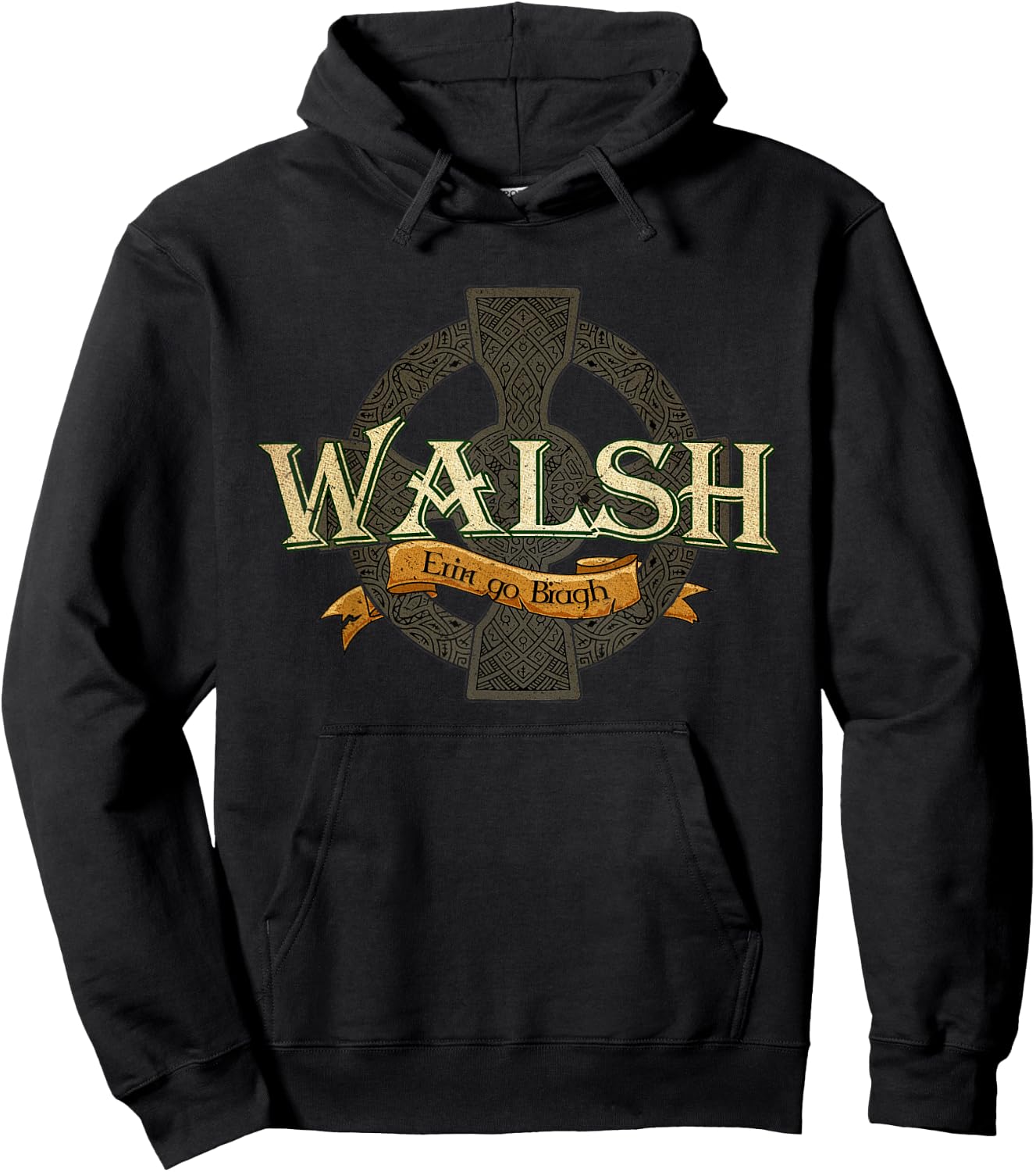 Walsh Irish Surname Walsh Irish Family Name Celtic Cross Hoodie - Hoodie | Black
