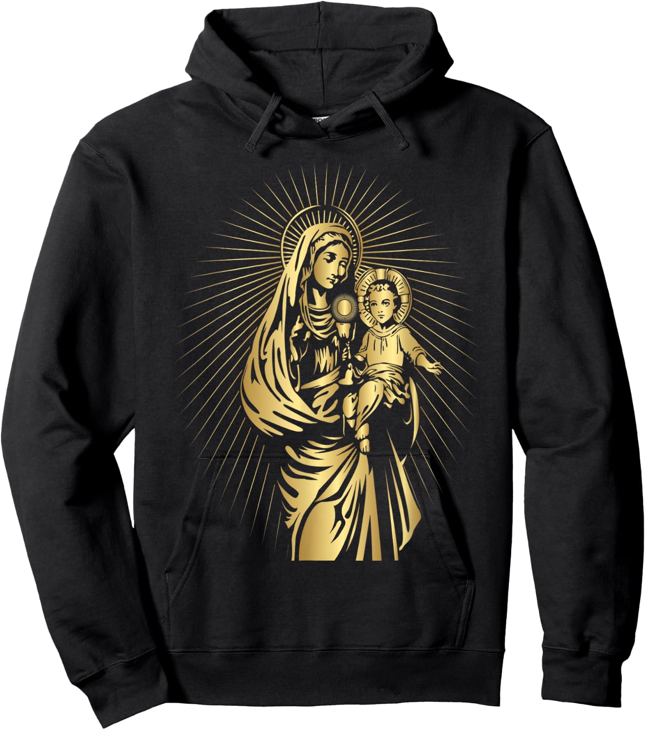 Holy Mother Mary Mother of Jesus Vintage Catholic Art Women Hoodie - Hoodie | Black