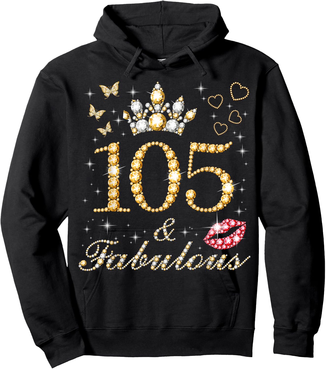 105 & Fabulous 105th Birthday 105 Years Old And Fabulous Hoodie - Hoodie | Black