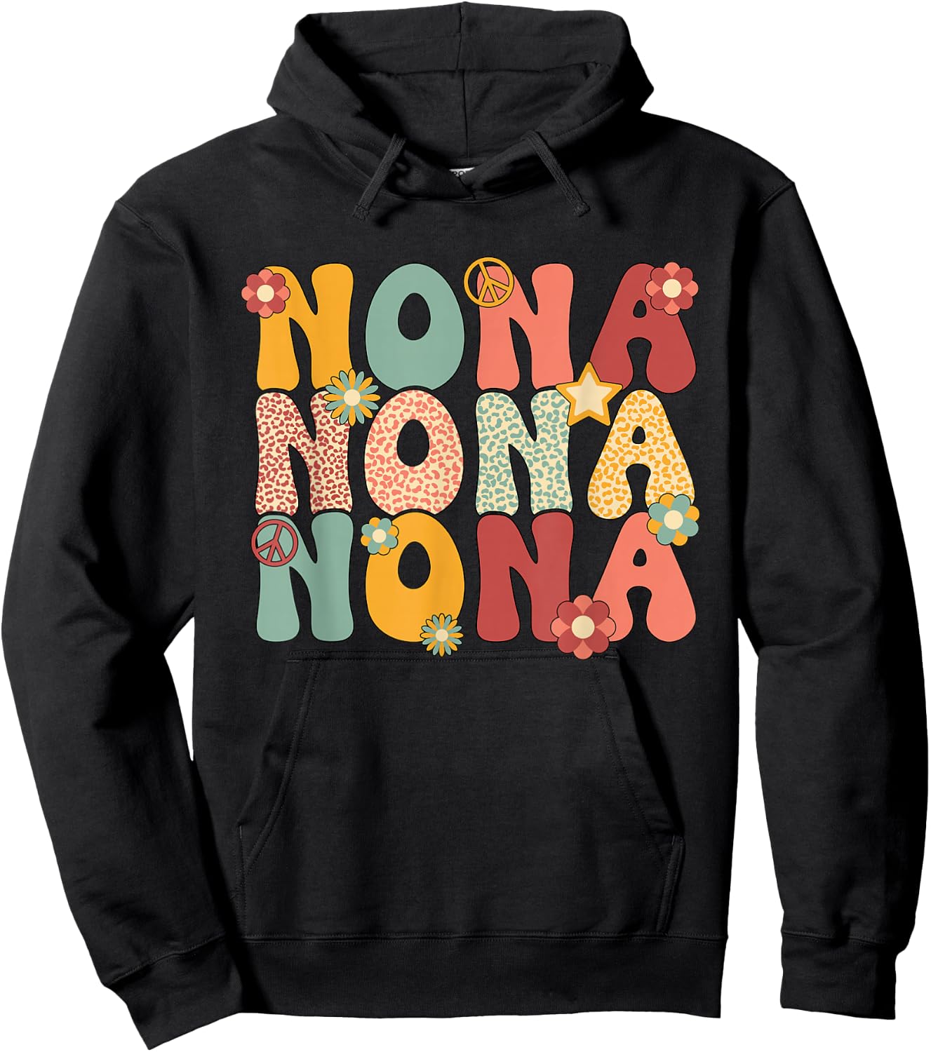 Nona Grandma Groovy Nona Grandmother Hoodie - Hoodie | Black
