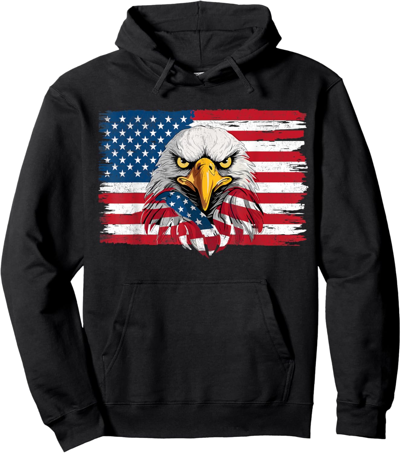 American Bald Eagle 4th Of July US Flag Patriotic Boys Men Hoodie - Hoodie | Black