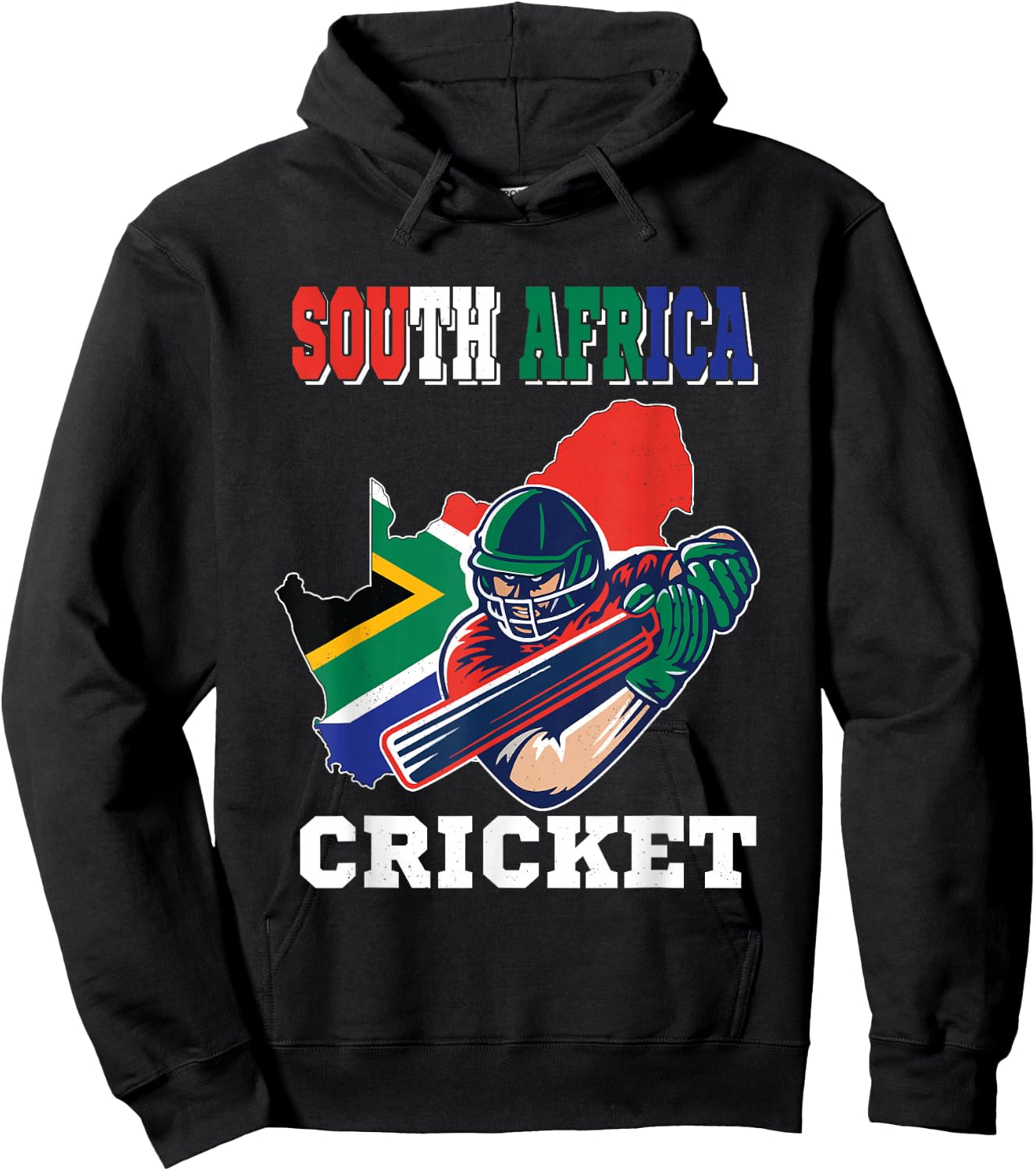 South Africa Cricket Player Flag Jersey Afrikaans Sports Hoodie - Hoodie | Black