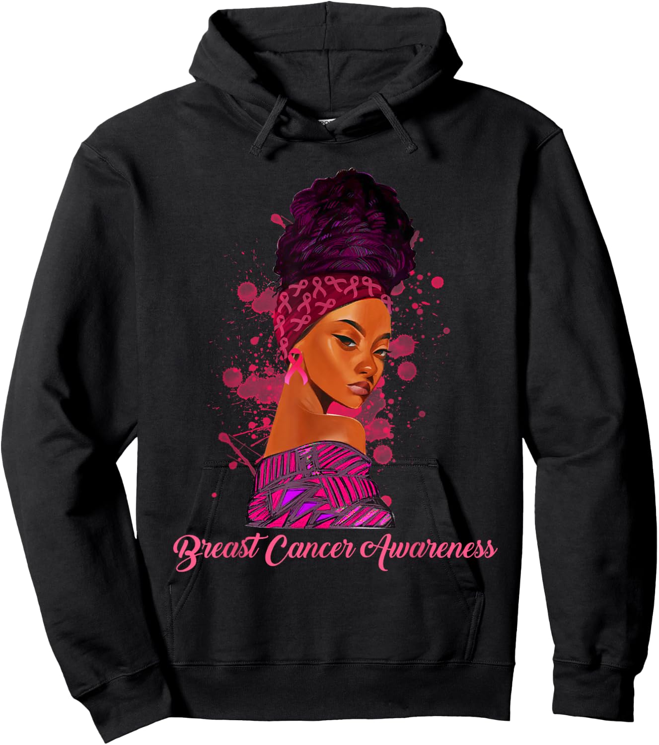 African American Girl Breast Cancer Awareness Black Women Hoodie - Hoodie | Black