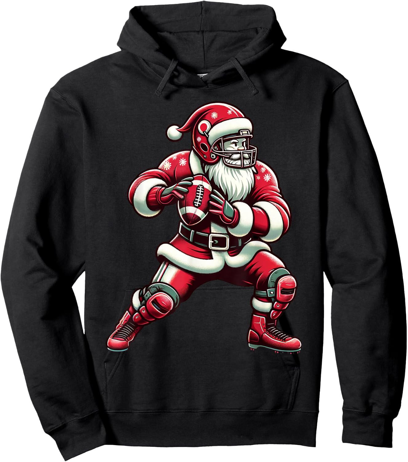 Santa Playing American Football Christmas Women Men Kids Hoodie - Hoodie | Black