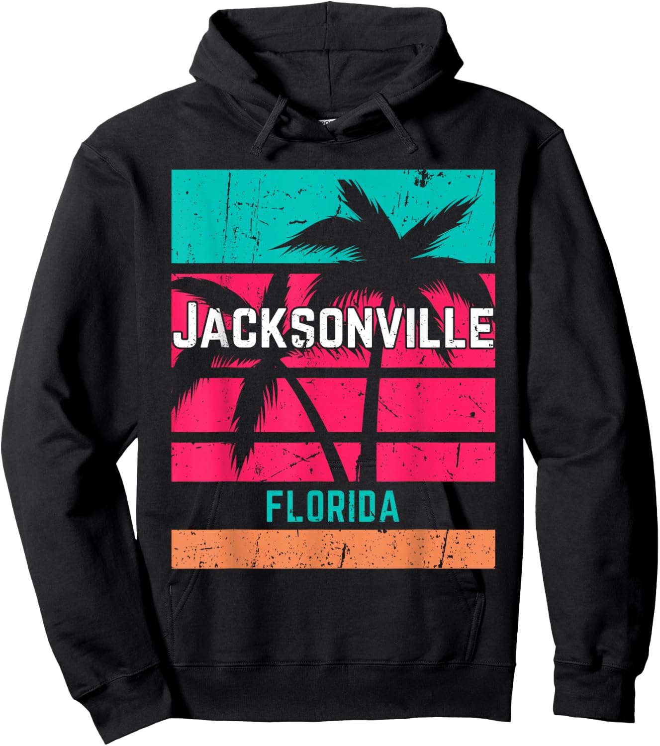 Jacksonville Florida Vacation Souvenir Surfing Vintage Hoodie - Hoodie | Black