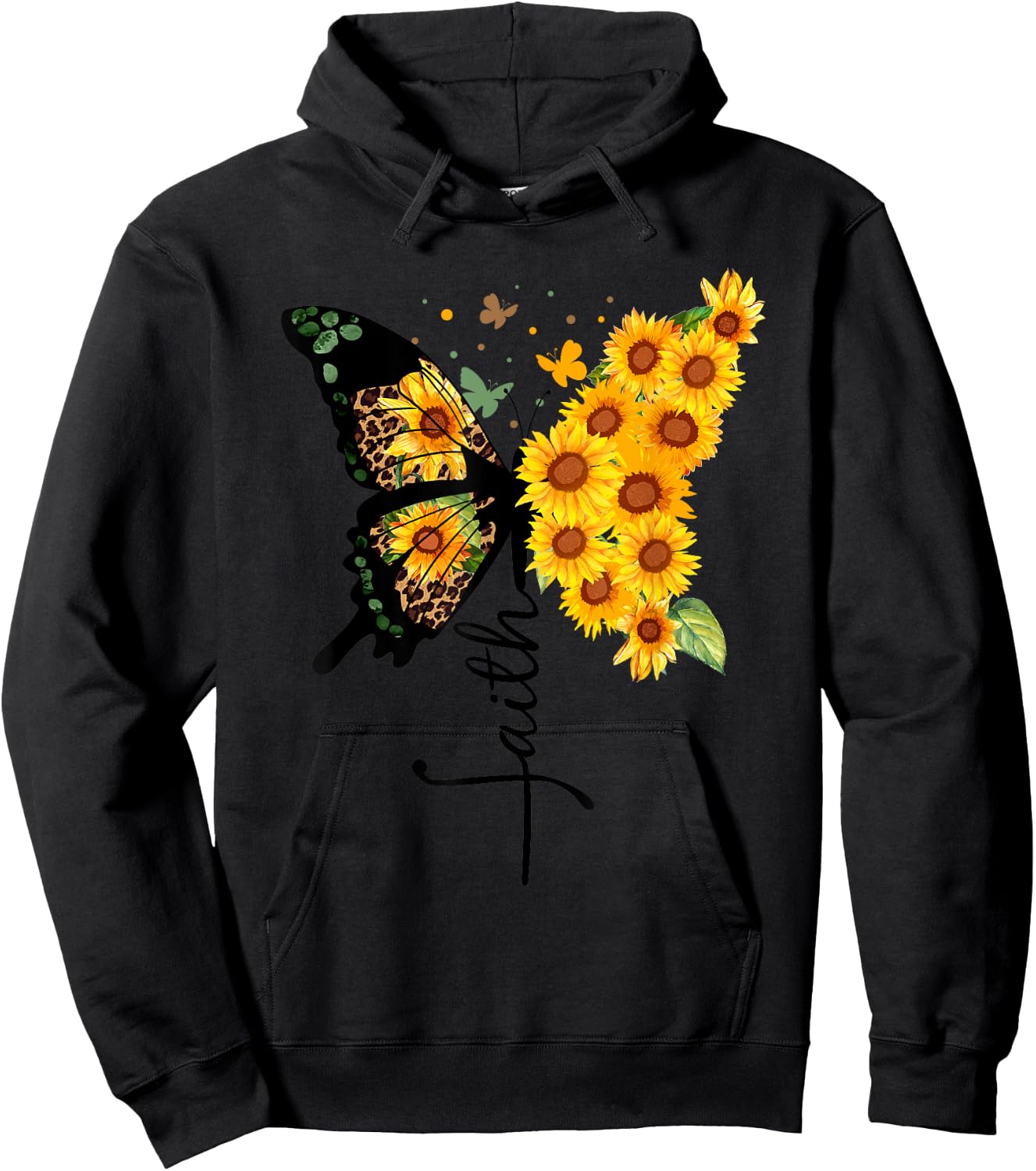 Butterfly Sunflower faith Nature Women Hoodie - Hoodie | Black