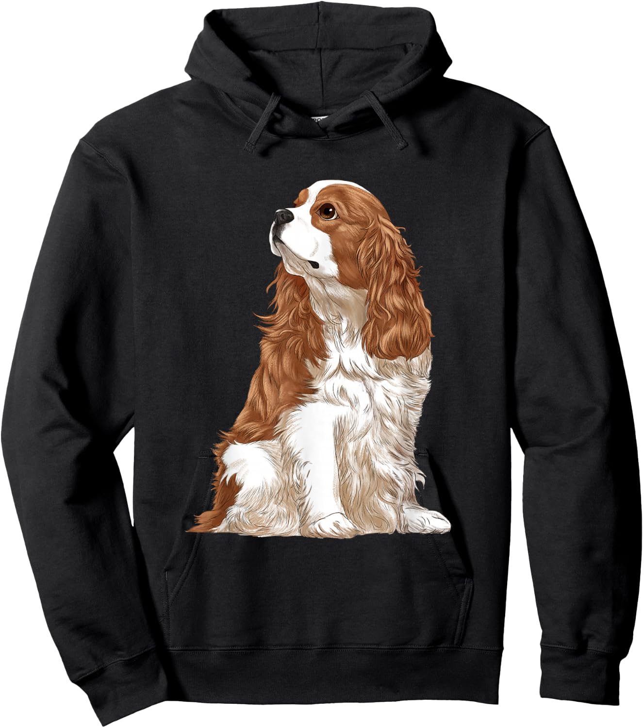 Sitting Dog Blenheim Cavalier King Charles Spaniel Hoodie - Hoodie | Black