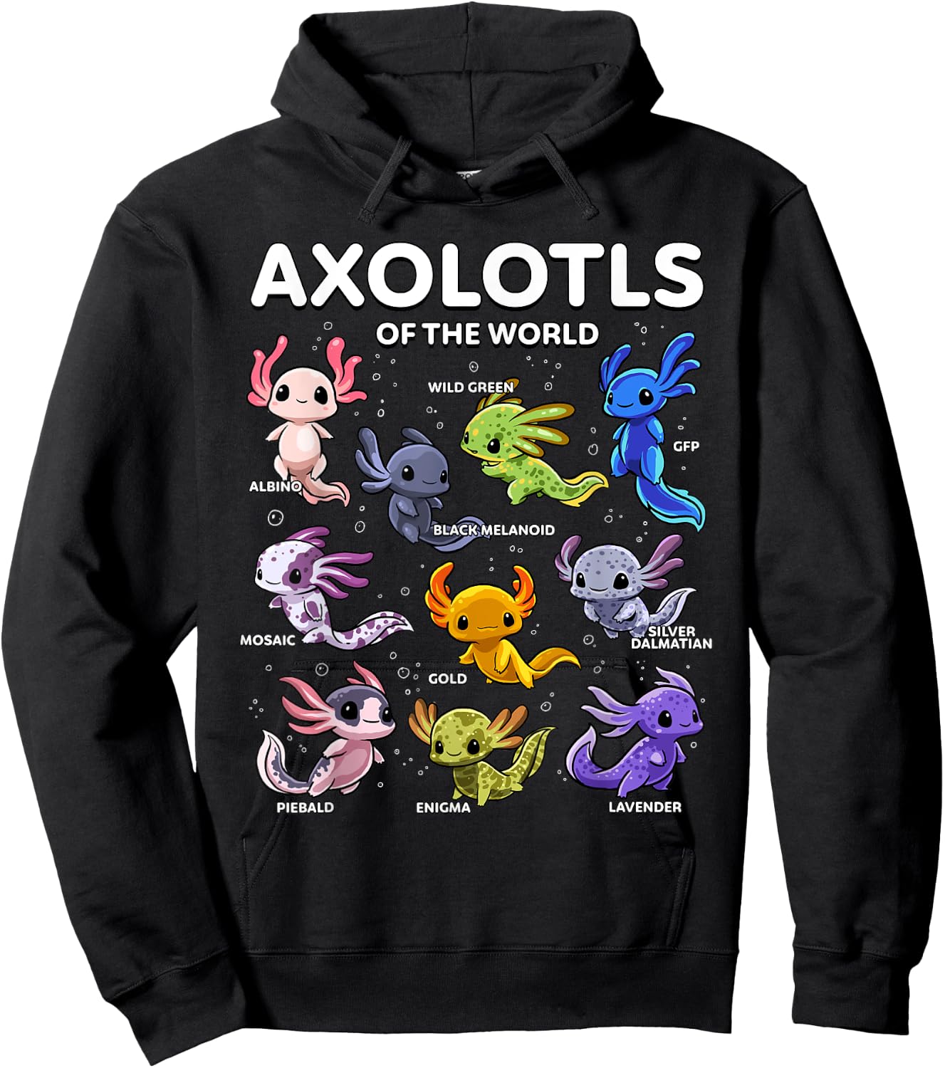 Axolotl Shirt Kawaii Axolotls of the World Axolotl Animals Hoodie - Hoodie | Black