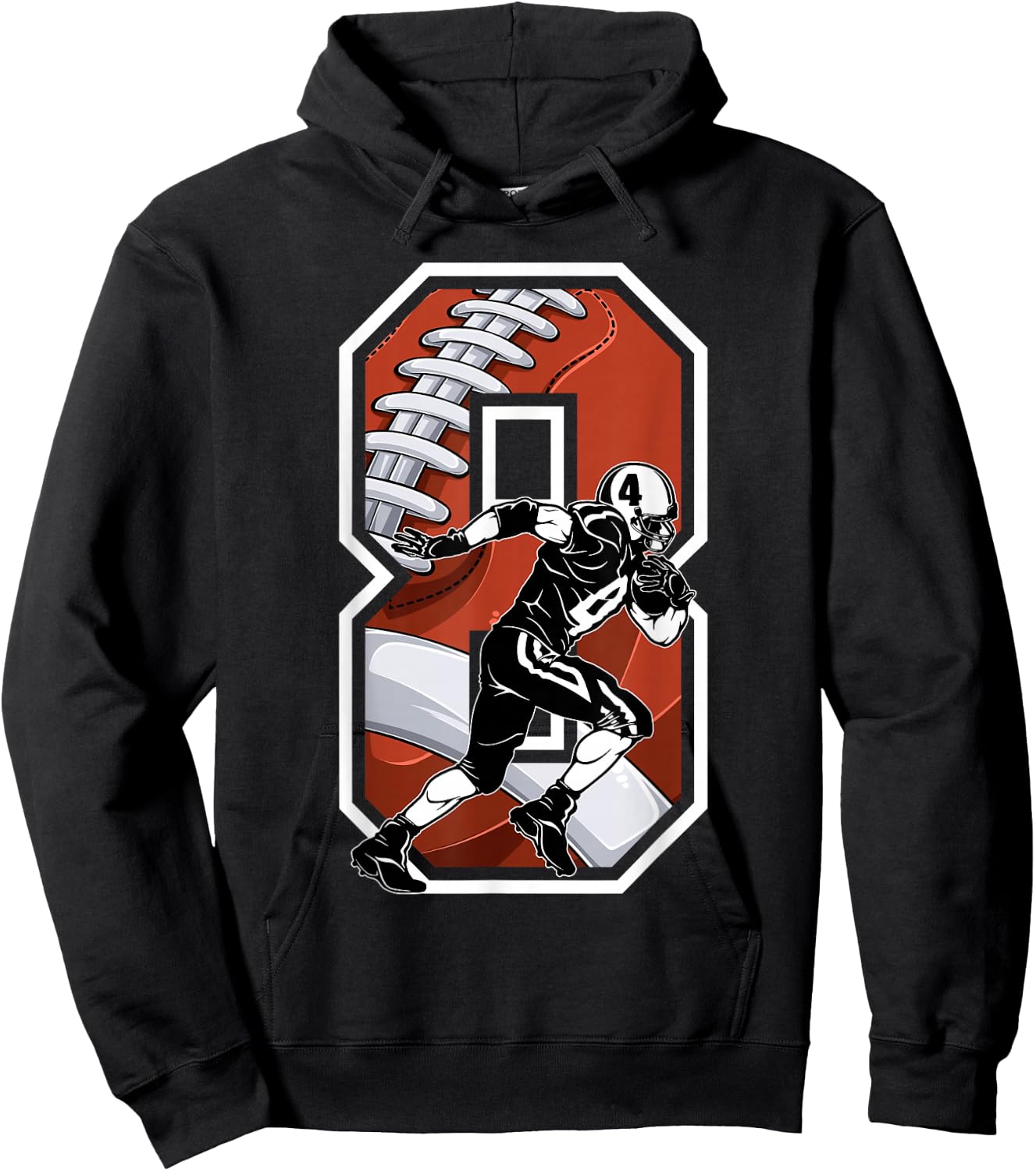 I'm 8 Years Old Football Player 8th Birthday Boys Kids Hoodie - Hoodie | Black