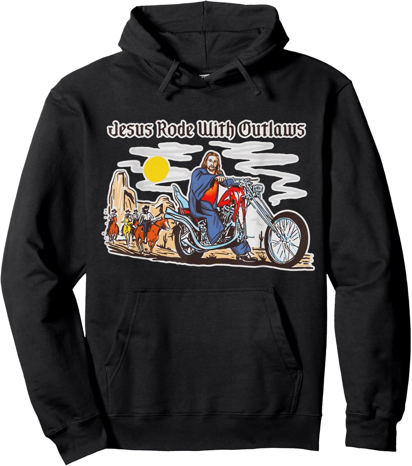 Jesus Rode With Outlaws Christian Cowboy Cowgirl Western Hoodie - Hoodie | Black