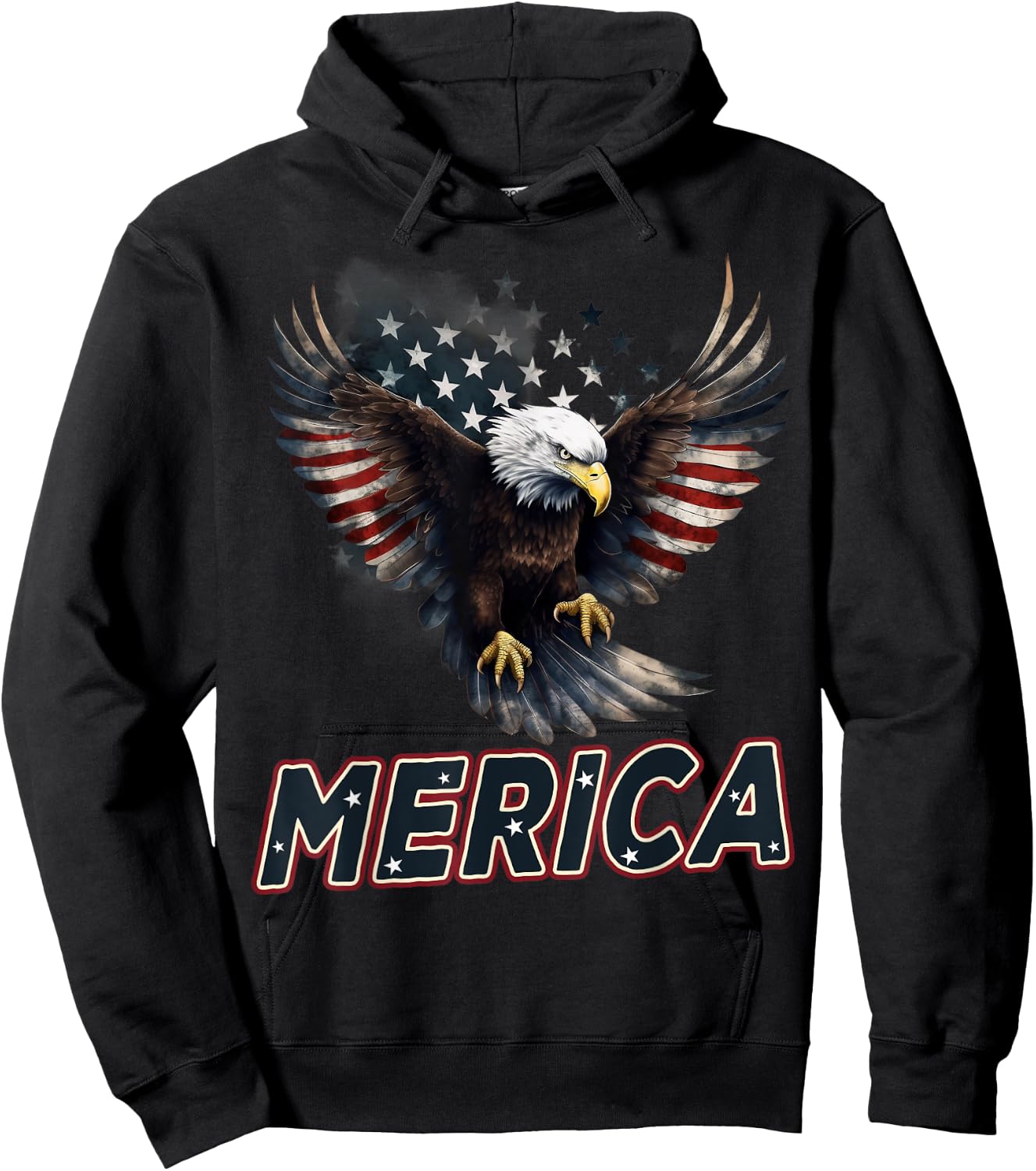 USA American Flag Patriotic Eagle 4th of July Hoodie - Hoodie | Black