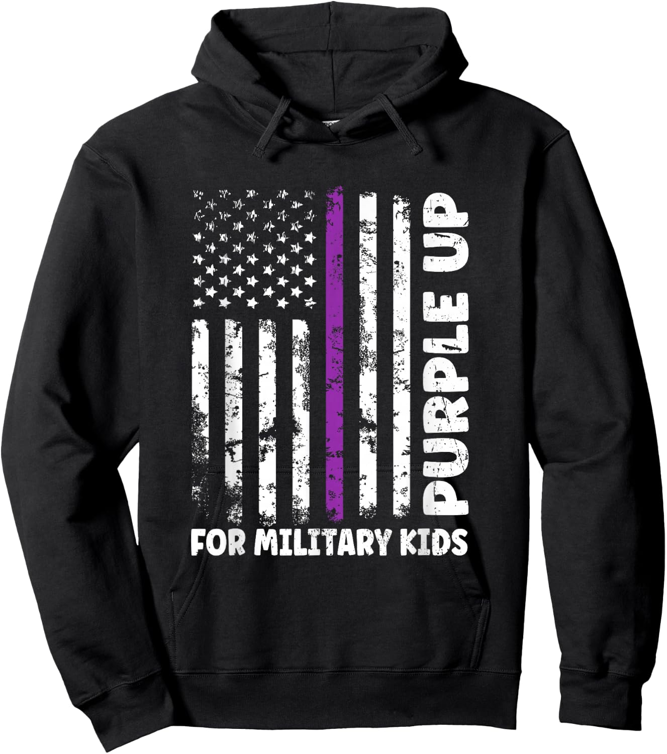 Purple Up for Military Kids Shirt Month Military Child Flag Hoodie - Hoodie | Black