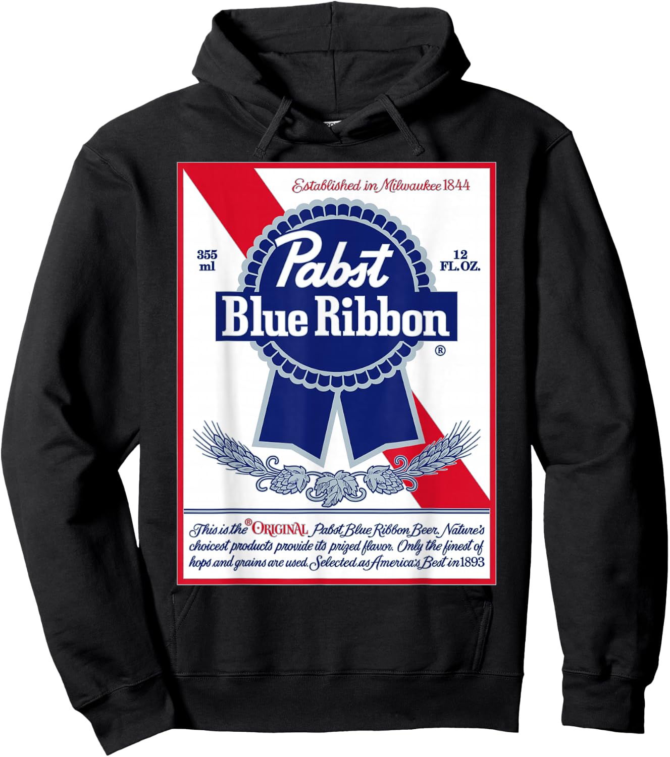 Pabst Fashion Label - Vintage Blue Ribbon Artwork Hoodie - Hoodie | Black