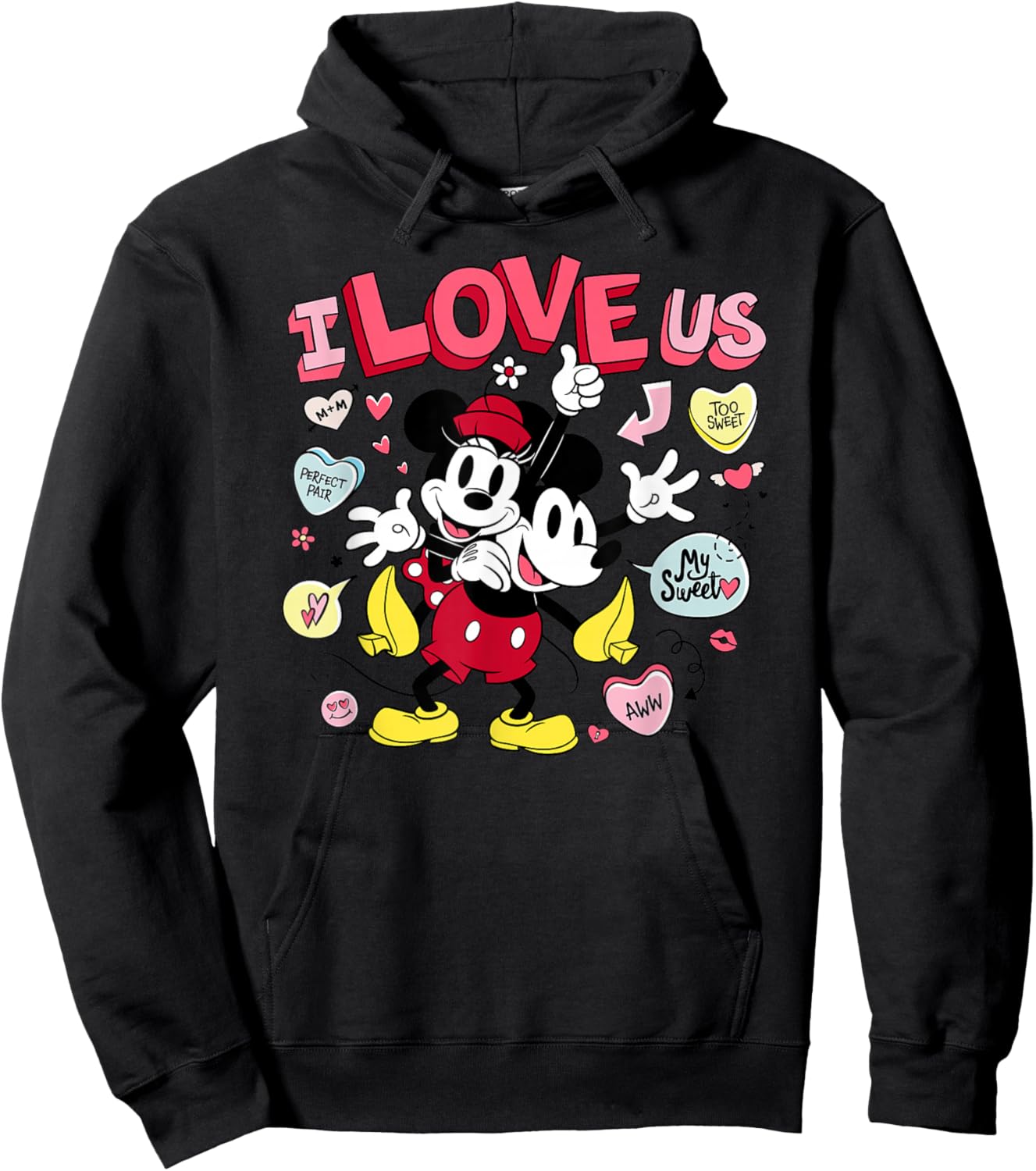 Disney Mickey & Minnie I Love Us Valentine's Day Retro Hoodie - Hoodie | Black