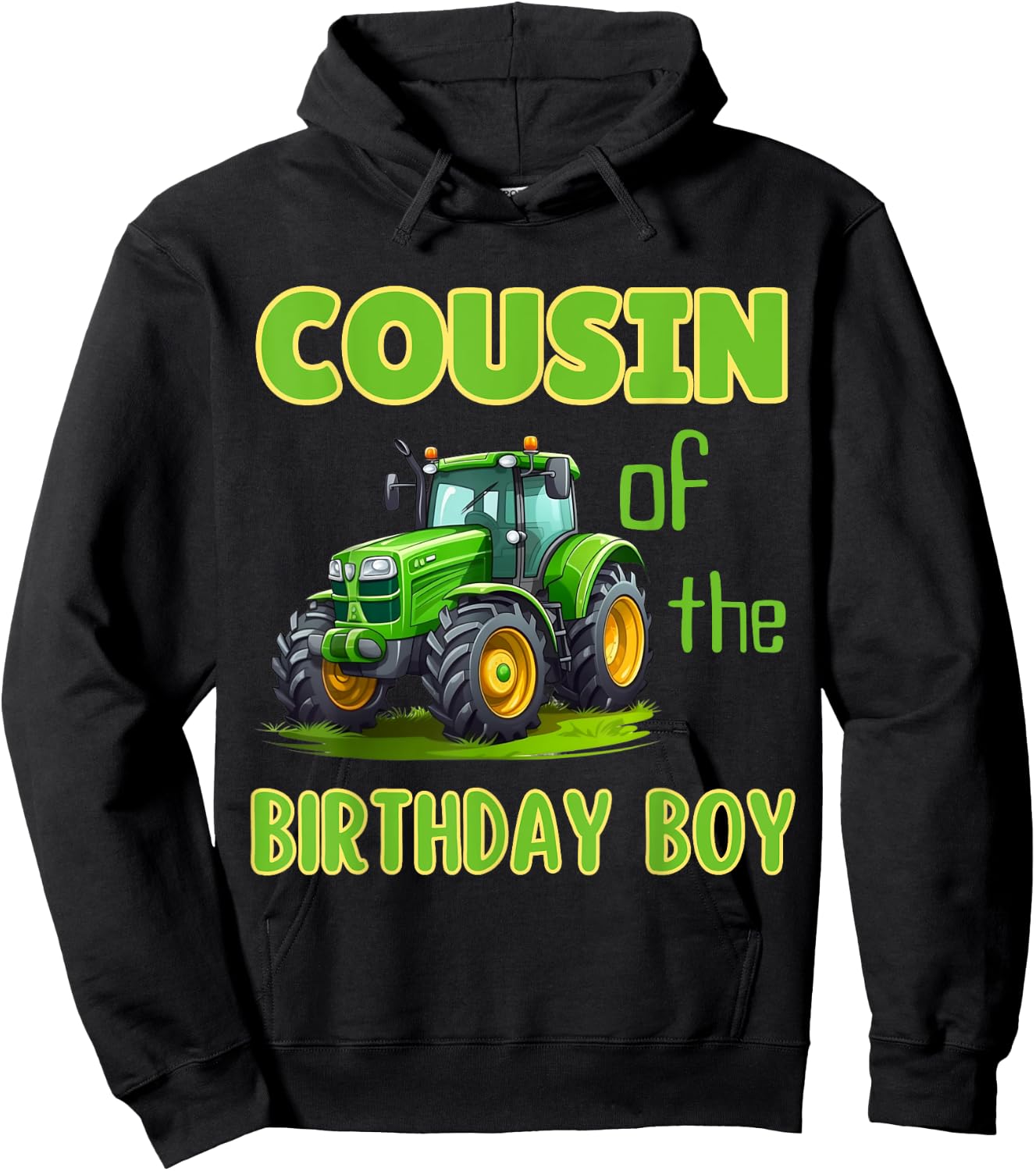 Cousin of Birthday Boy Family Tractors Party Farming Hoodie - Hoodie | Black