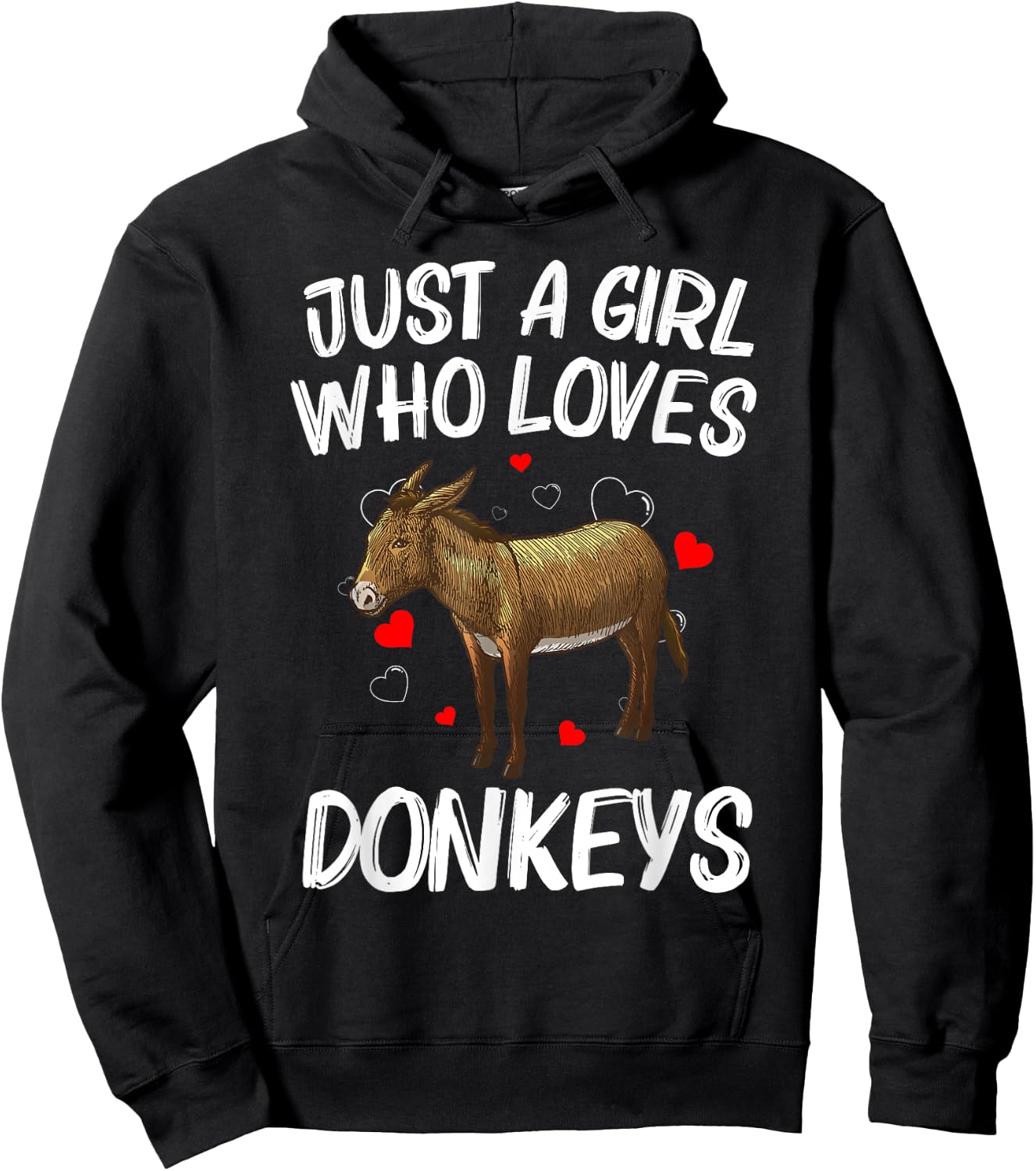 Funny Donkey Design Girls Mule Animal Farming Hoodie - Hoodie | Black