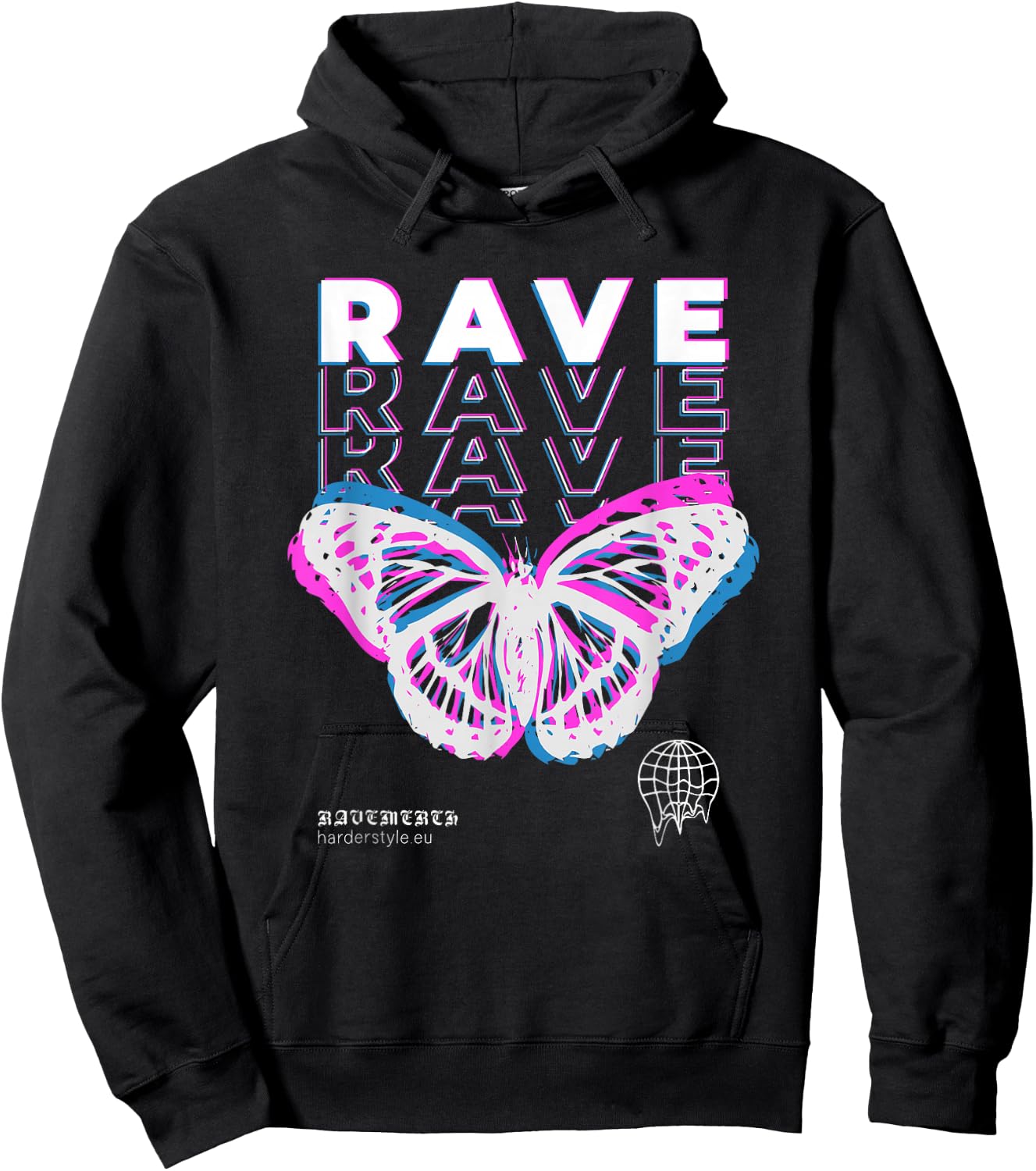 Rave Butterfly Techno Hardtechno Raving Hoodie - Hoodie | Black