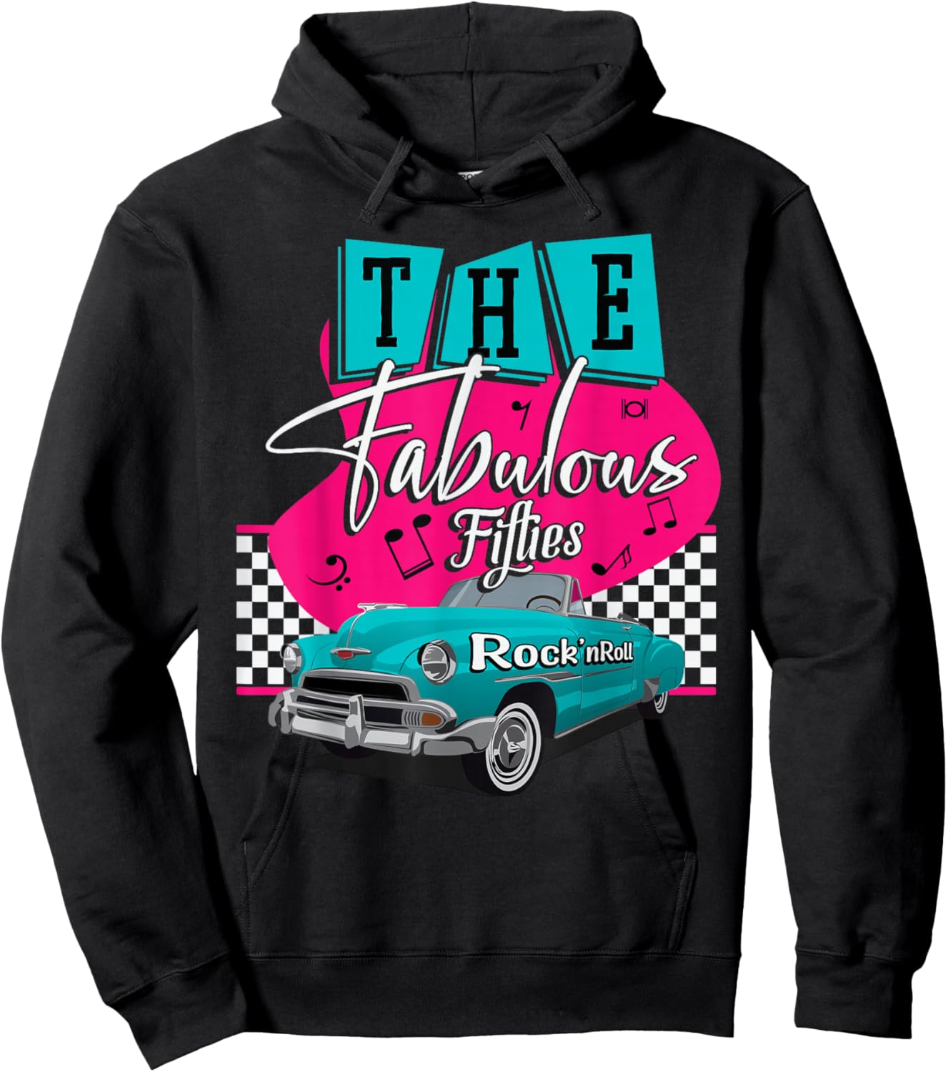 50s Hip Hop Retro 1950s Party Vintage Dance Car Fabulous Hoodie - Hoodie | Black