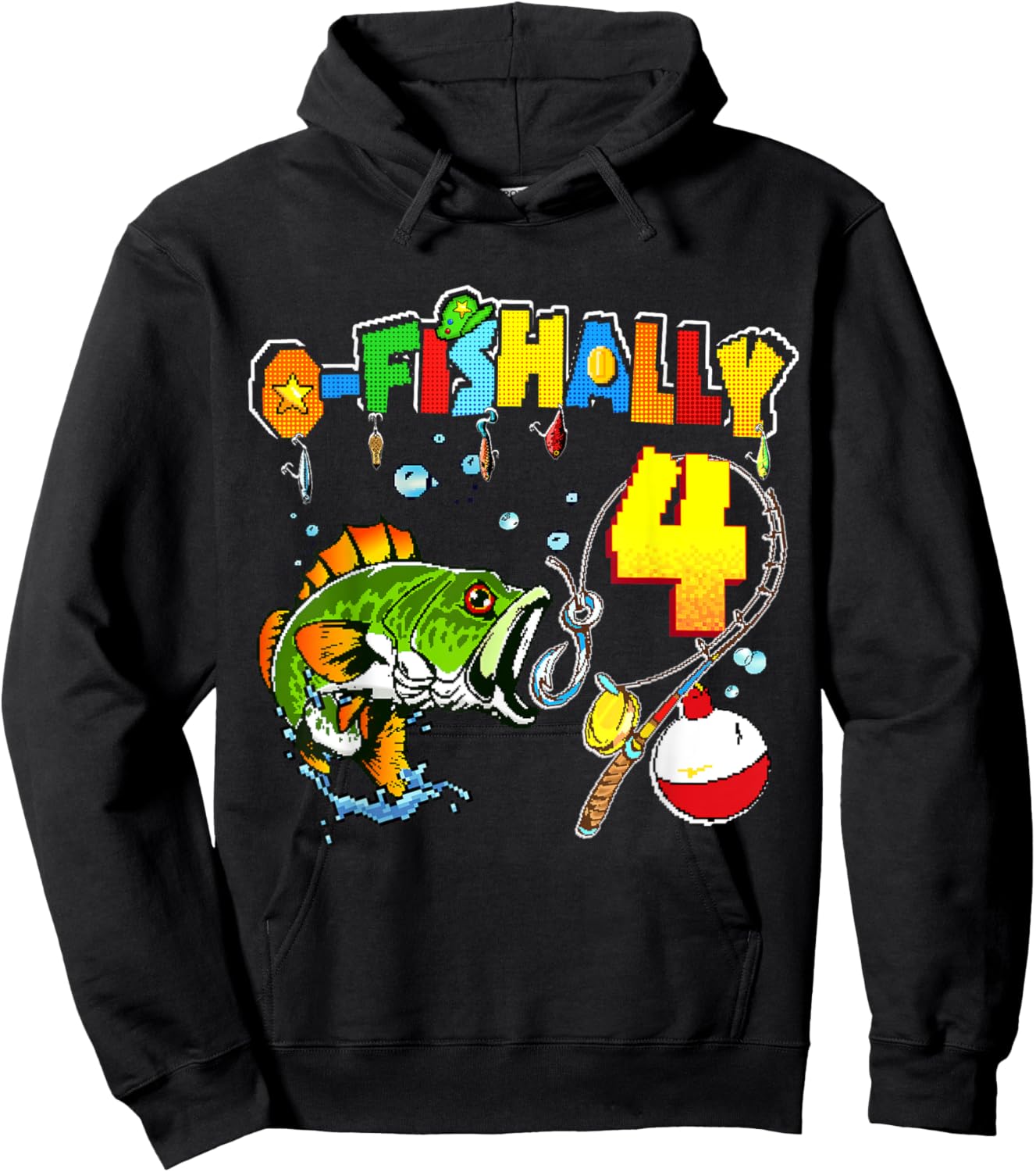 O’fishally 4 Kids 4th Birthday Theme For Boys And Girls Hoodie - Hoodie | Black