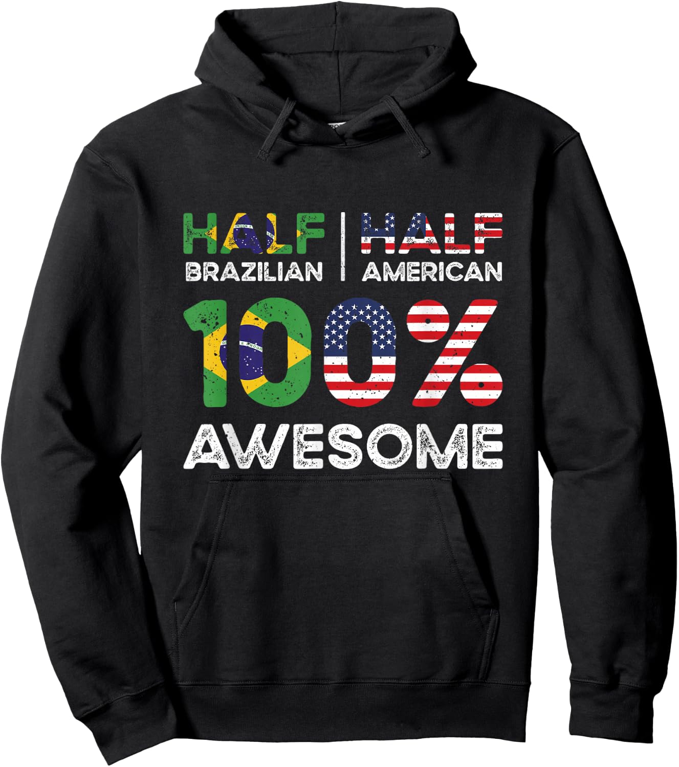 Brazilian American Patriot USA Grown Brazil US Flag Hoodie - Hoodie | Black