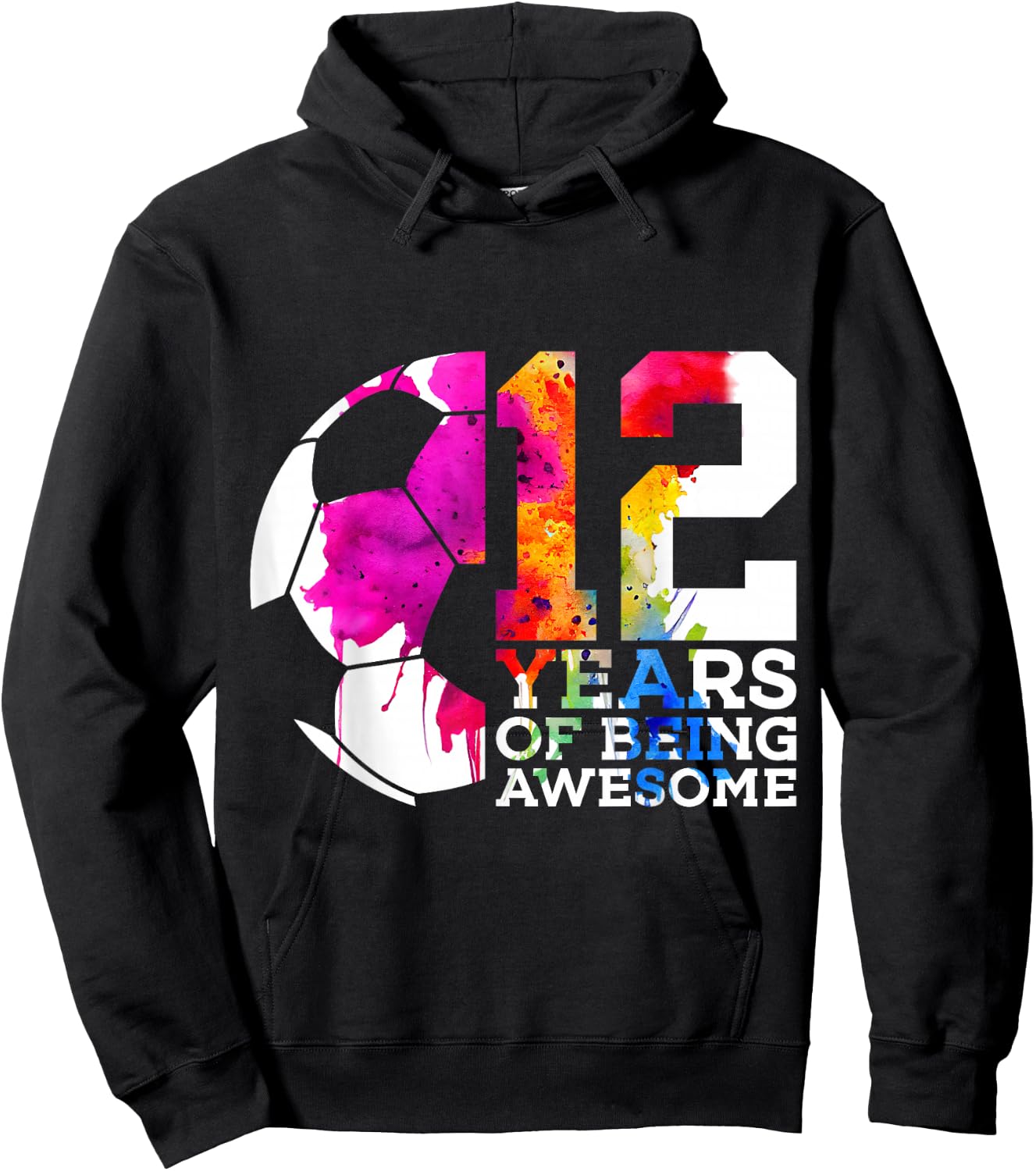 12 Years of Being Awesome Football 12th Birthday Hoodie - Hoodie | Black