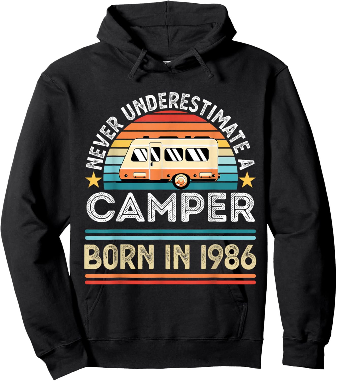 Camper born 1986 40th Birthday RV Motorhome Gifts Hoodie - Hoodie | Black