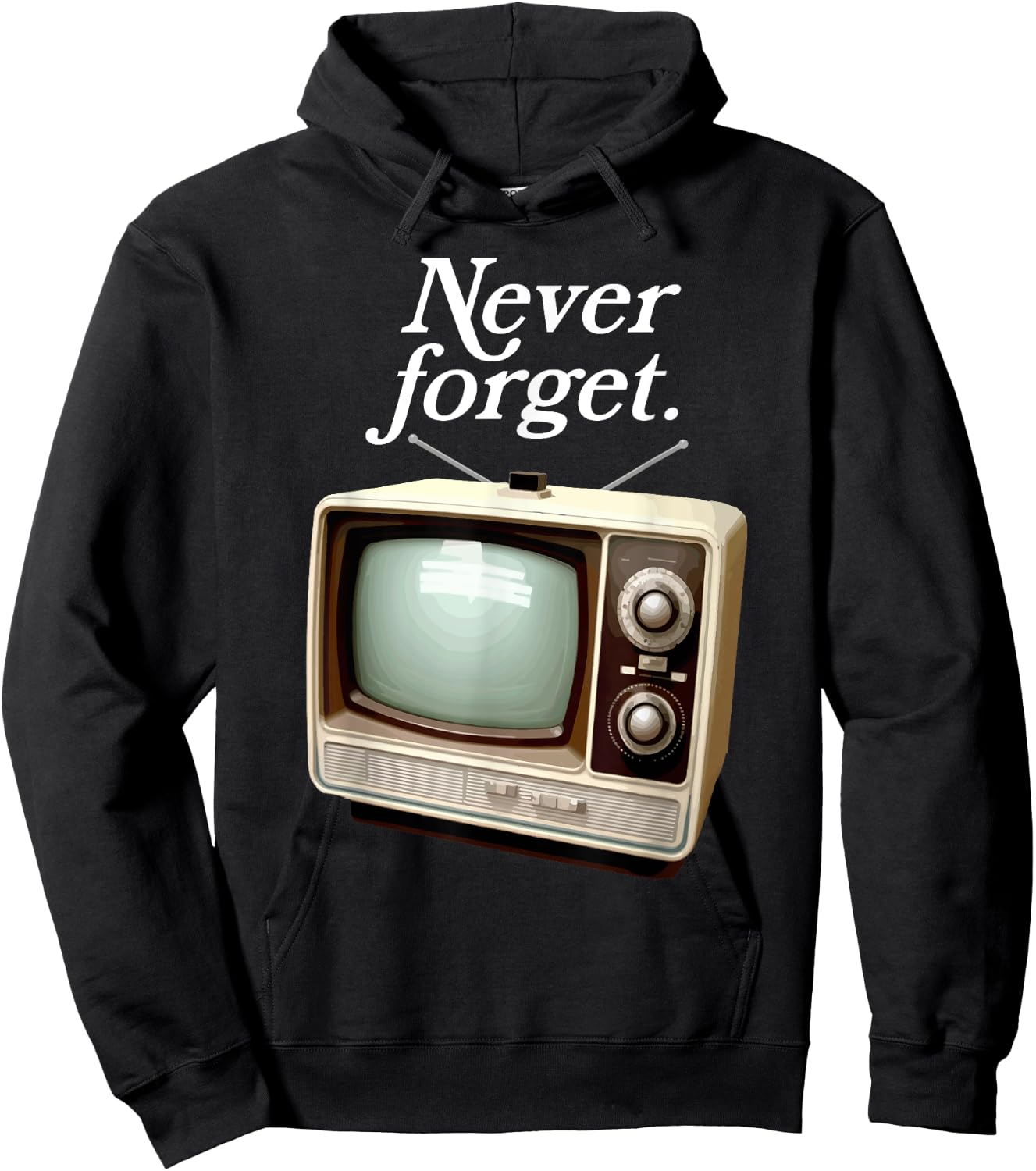Funny Vintage Television Never Forget 1970s Retro TV Hoodie - Hoodie | Black