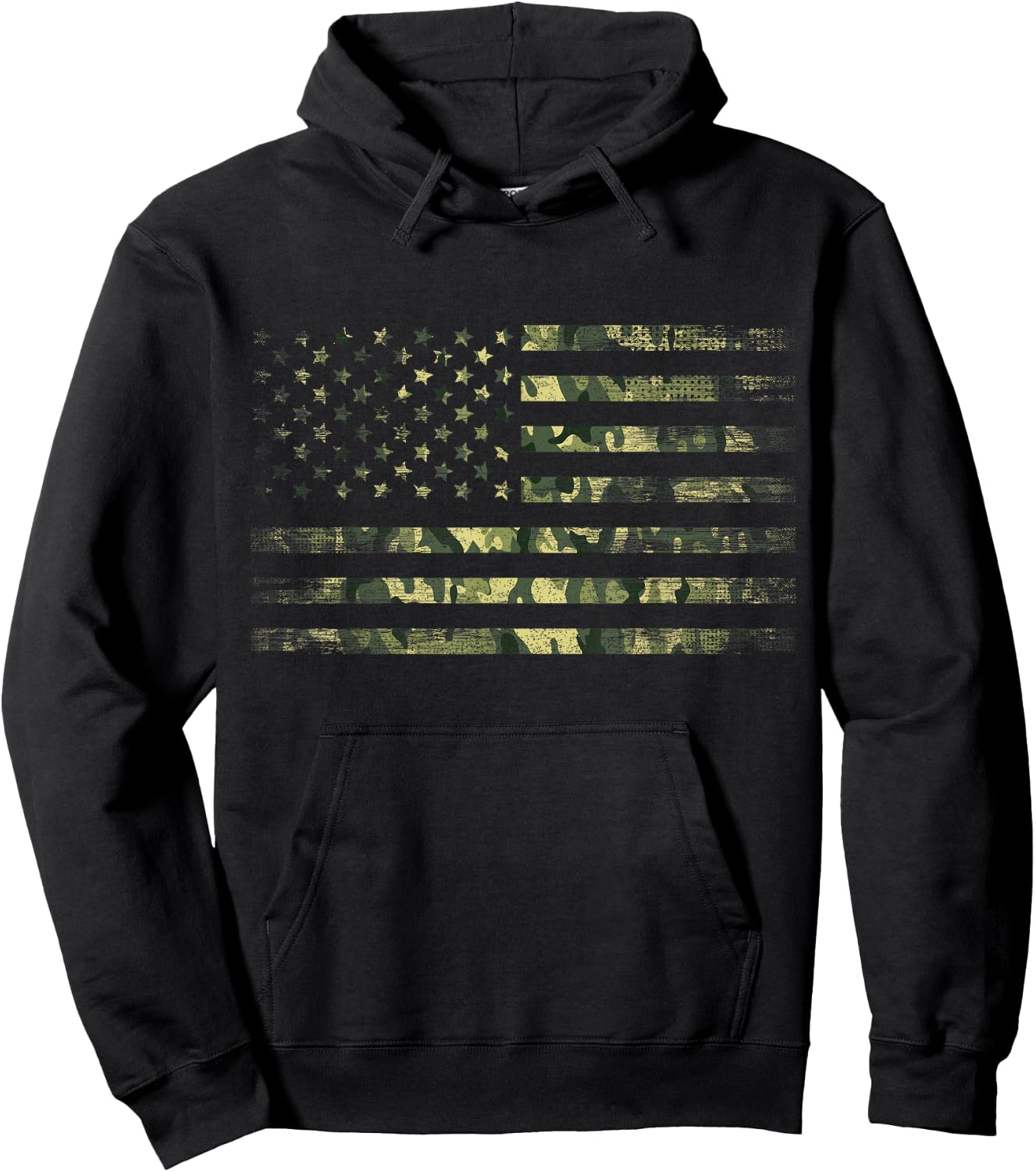 American USA Flag Green Camouflage Hoodie - Hoodie | Black