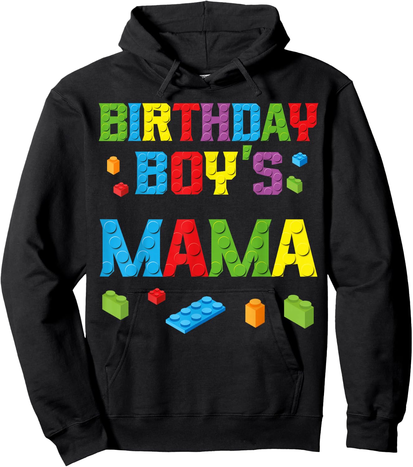 Master Builder Birthday Boy's Mama Building Bricks Blocks Hoodie - Hoodie | Black