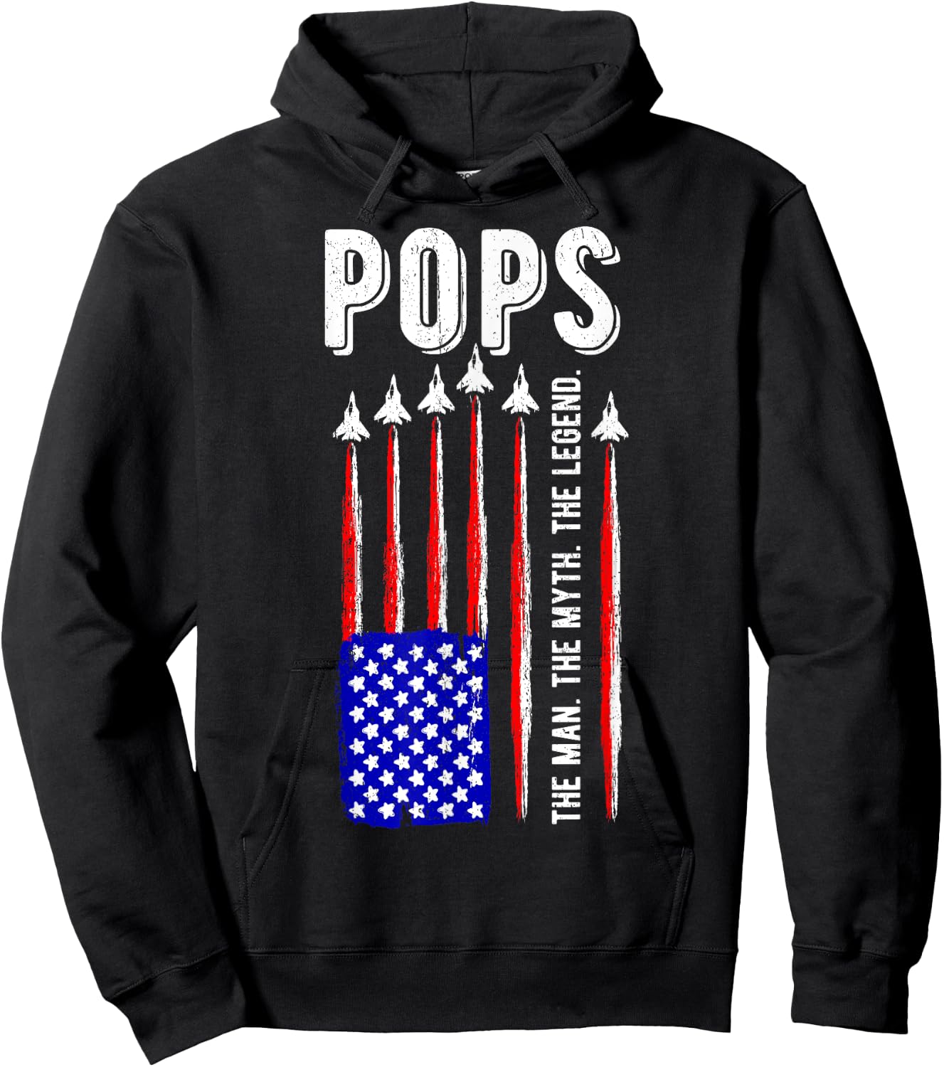 USA American Flag Pops Man Myth Legend Daddy Father Hoodie - Hoodie | Black