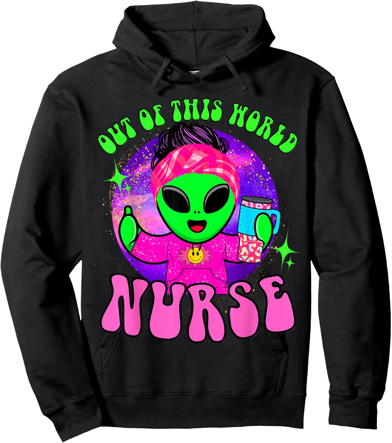 Out of this world funny alien space nurse nursing RN medical Hoodie - Hoodie | Black