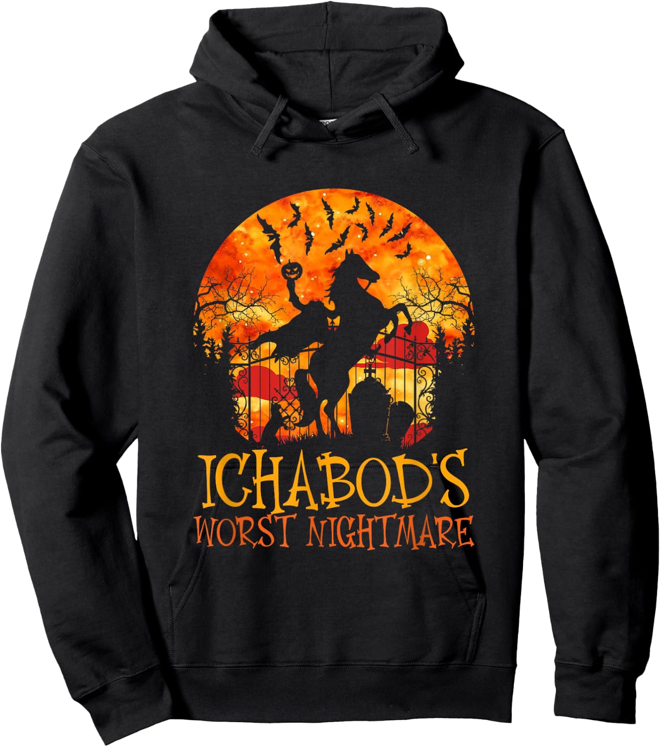Ichabod's Worst Nightmare, Headless Horseman Halloween Hoodie - Hoodie | Black