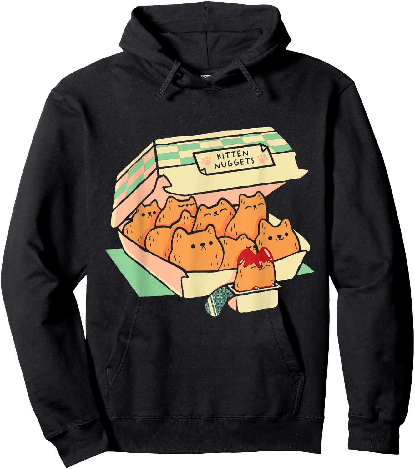 Kitten Nuggets Fast Food Cat Cute Chicken Nugget Lover Hoodie - Hoodie | Black