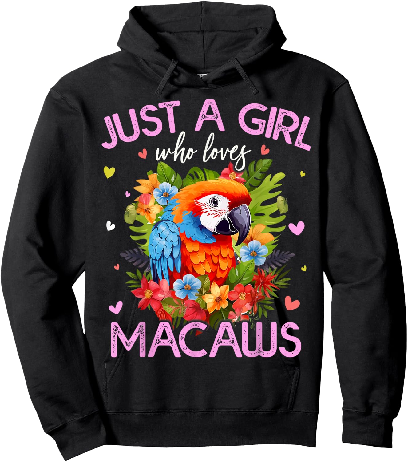 Just A Girl Who Loves Macaw Bird Girls Hoodie - Hoodie | Black