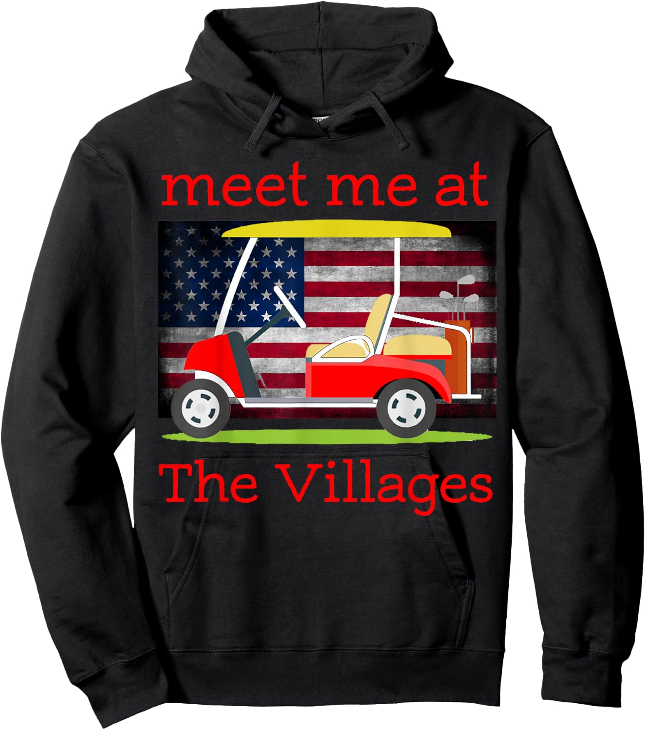 The Villages Florida Retirement American Flag Hoodie - Hoodie | Black
