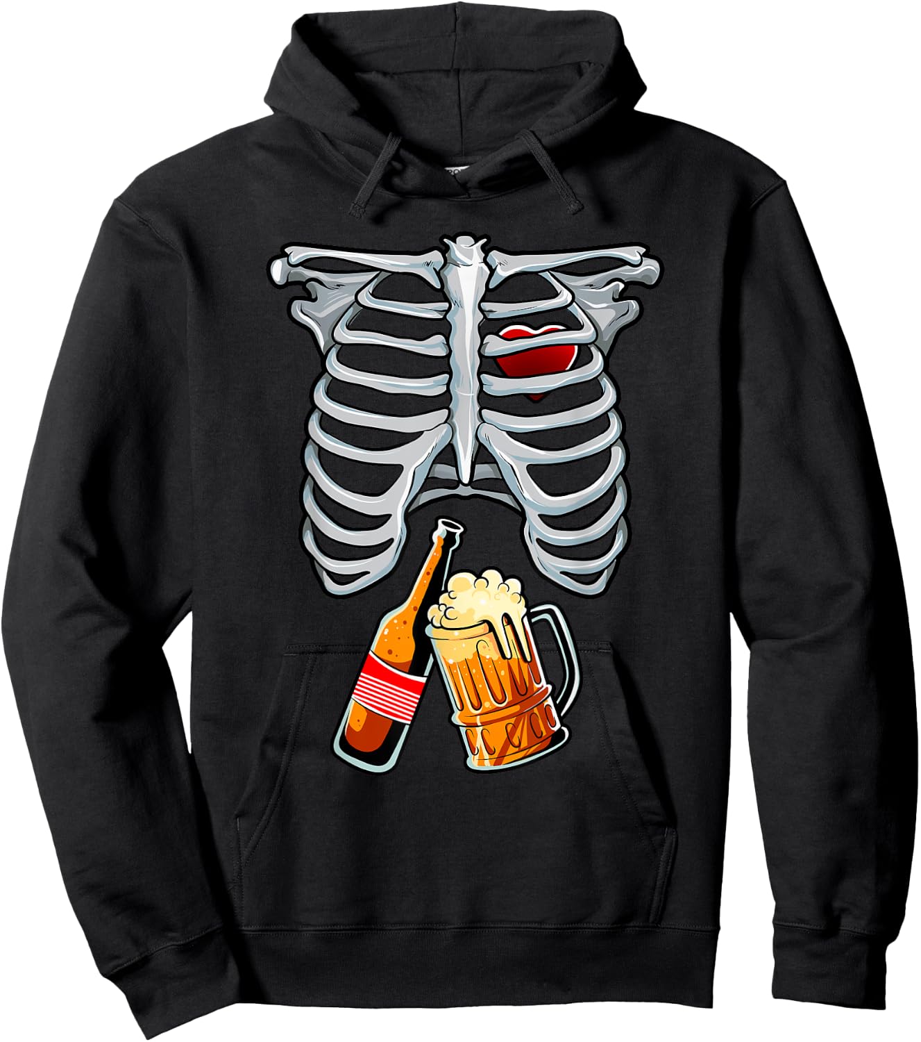 Skeleton Costume Halloween Beer Xray Matching Family Dad Hoodie - Hoodie | Black