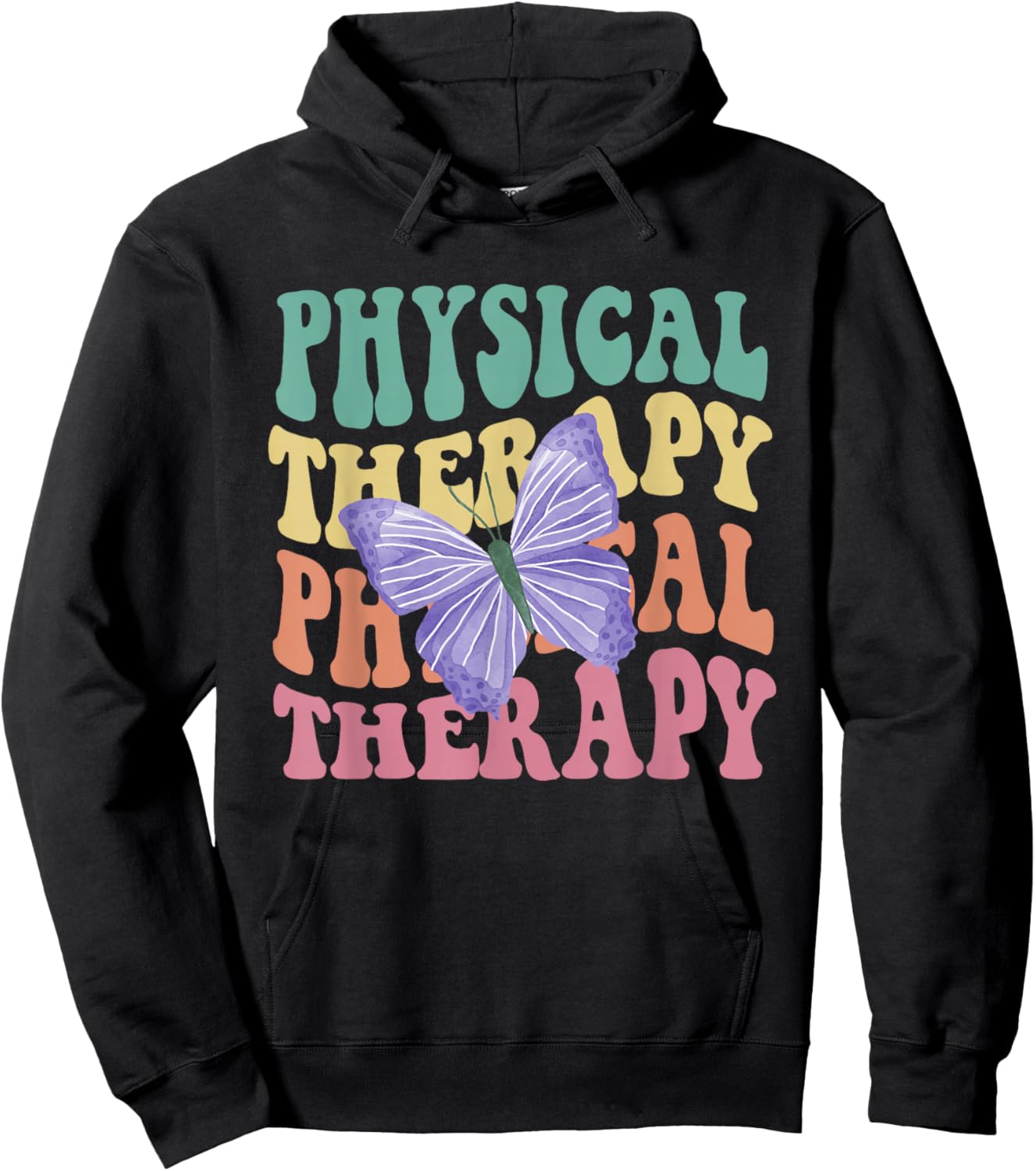 Groovy Physical Therapy Butterfly Therapist PT Month Women Hoodie - Hoodie | Black